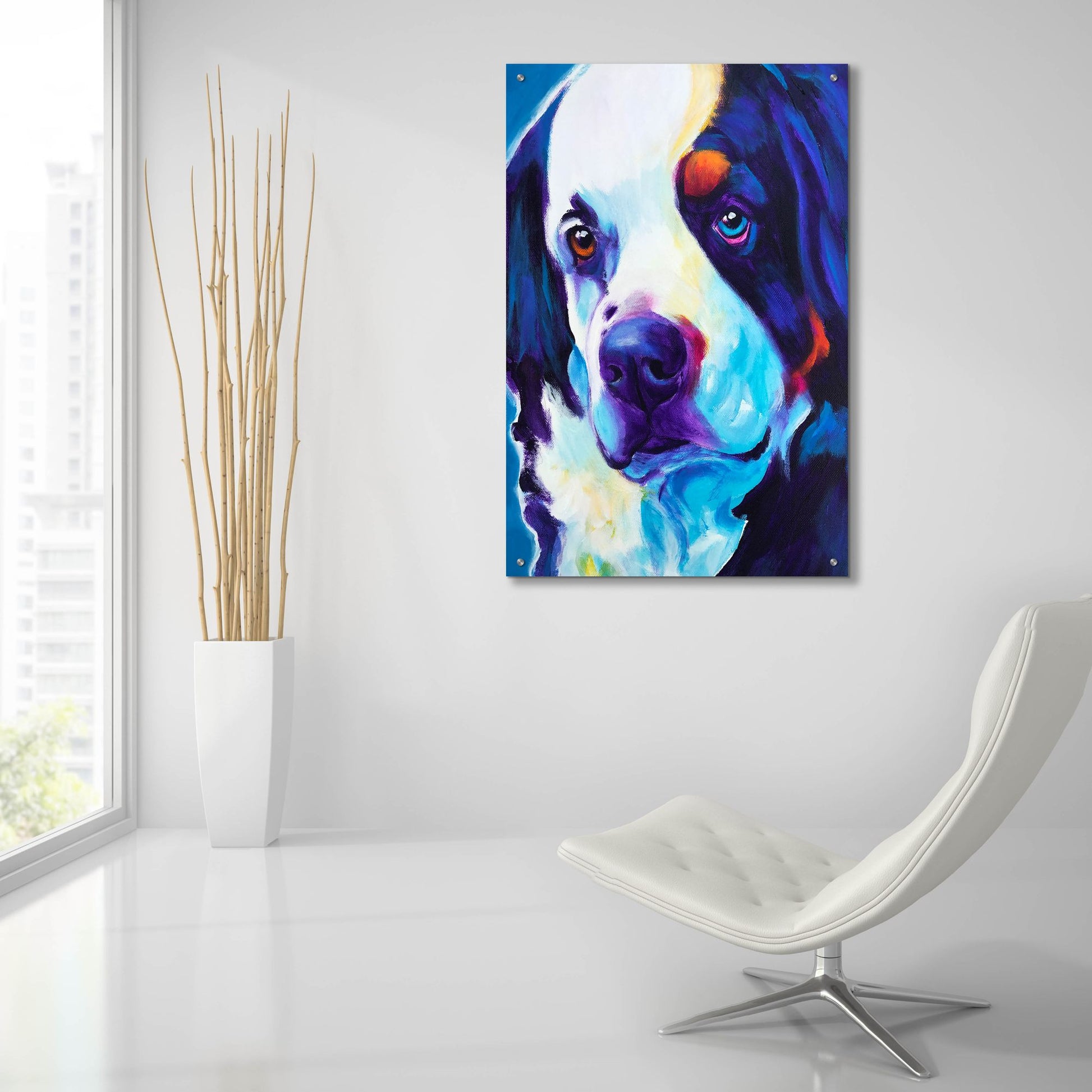 Epic Art 'Bernese Mountain Dog - Zeke2 by Dawg Painter, Acrylic Glass Wall Art,24x36