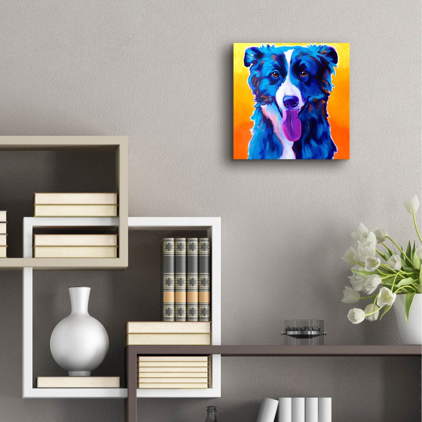 Epic Art 'Border Collie - Jinx2 by Dawg Painter, Acrylic Glass Wall Art,12x12