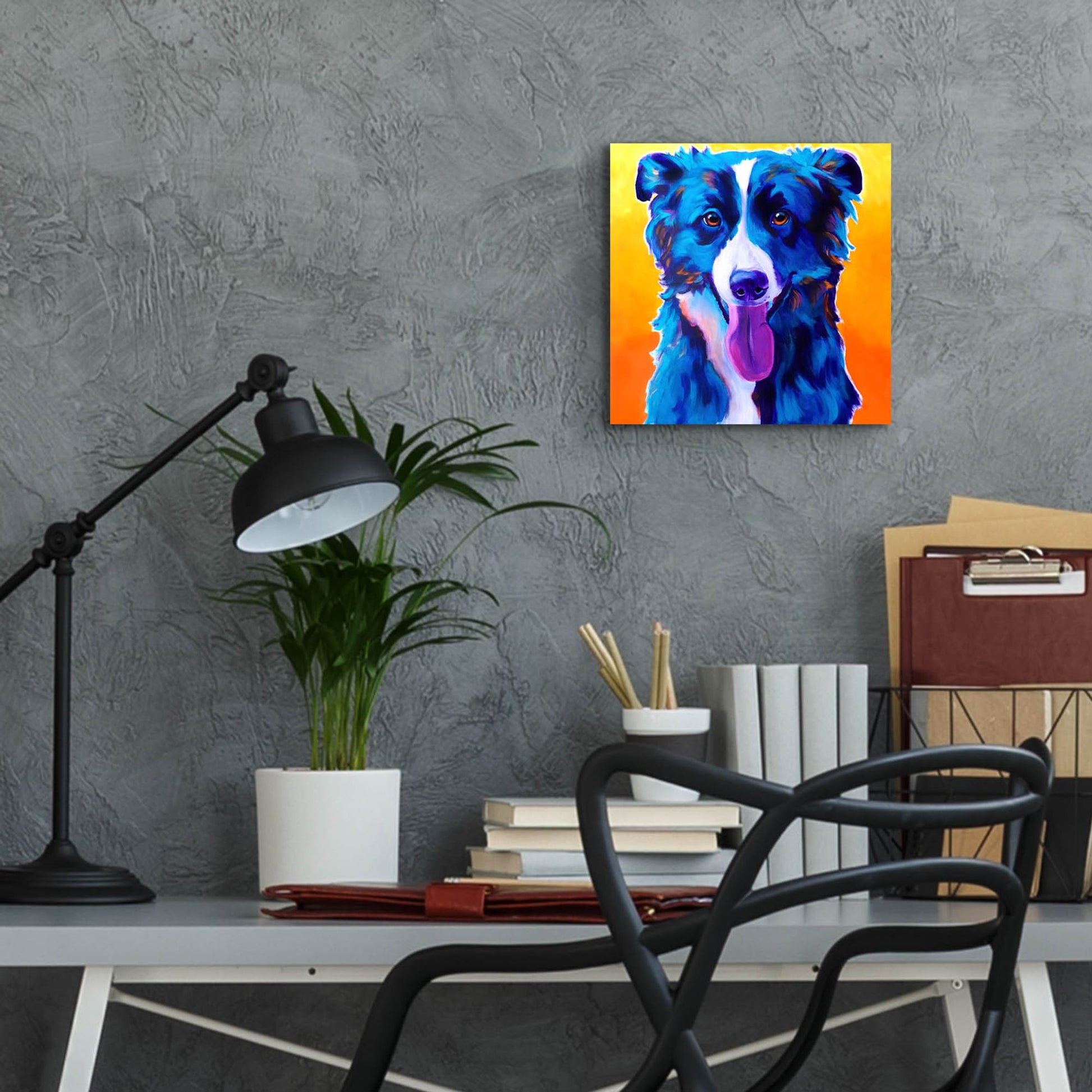 Epic Art 'Border Collie - Jinx2 by Dawg Painter, Acrylic Glass Wall Art,12x12