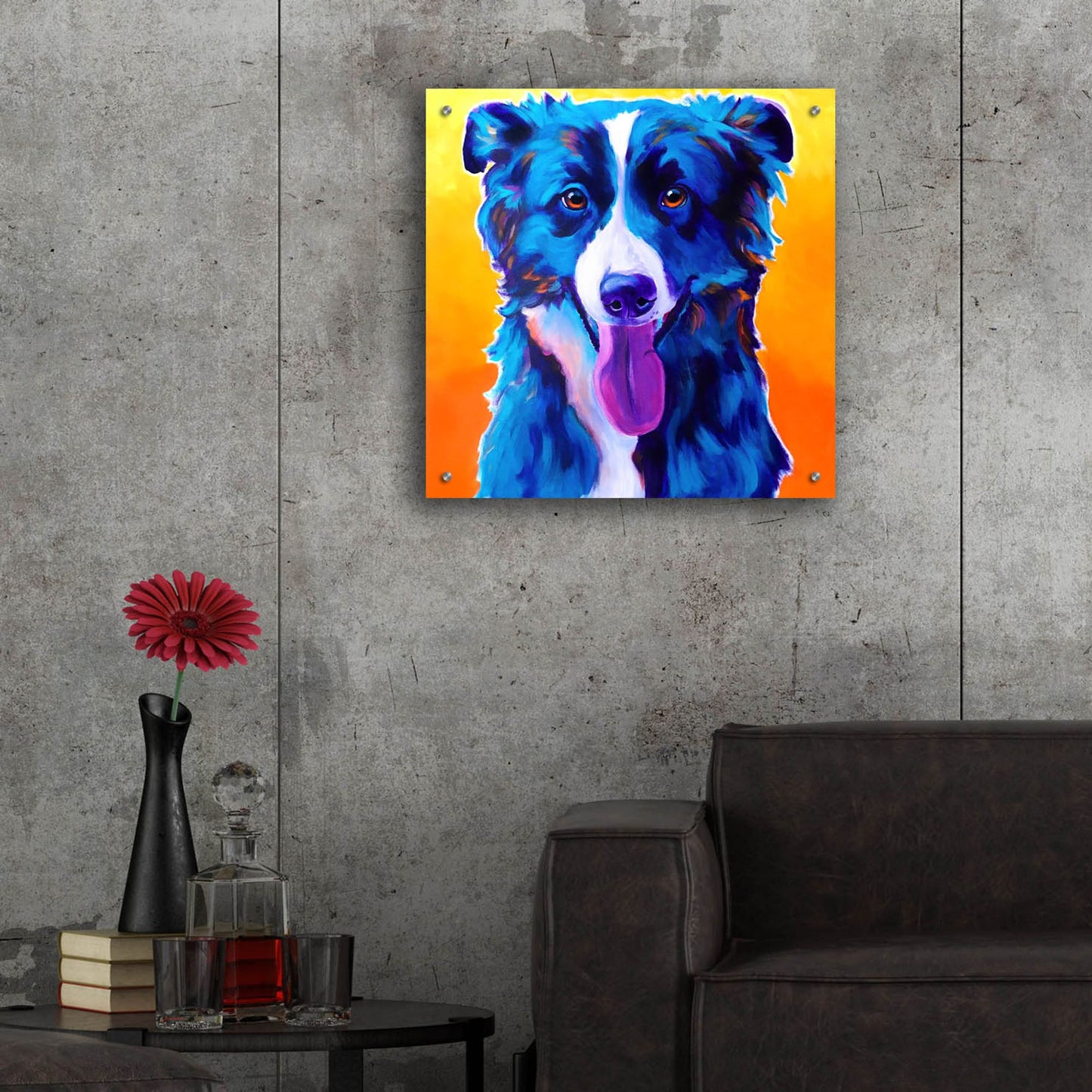 Epic Art 'Border Collie - Jinx2 by Dawg Painter, Acrylic Glass Wall Art,24x24