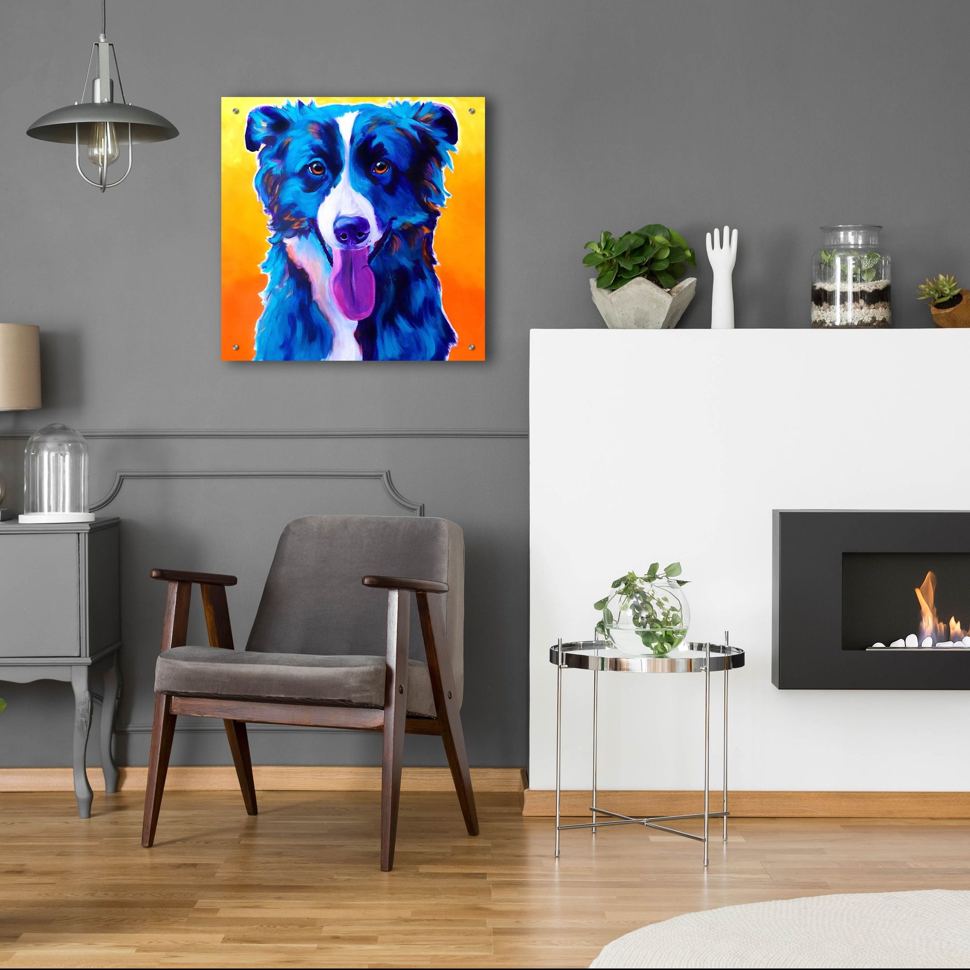 Epic Art 'Border Collie - Jinx2 by Dawg Painter, Acrylic Glass Wall Art,24x24