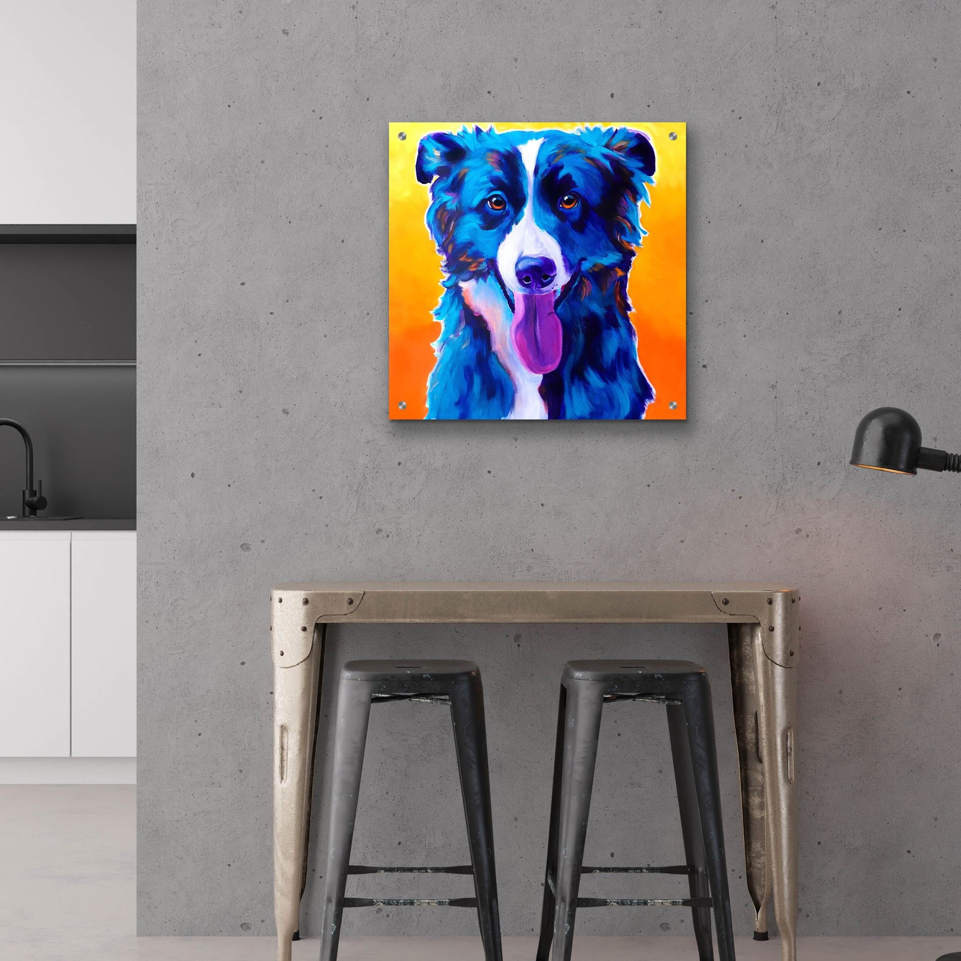 Epic Art 'Border Collie - Jinx2 by Dawg Painter, Acrylic Glass Wall Art,24x24