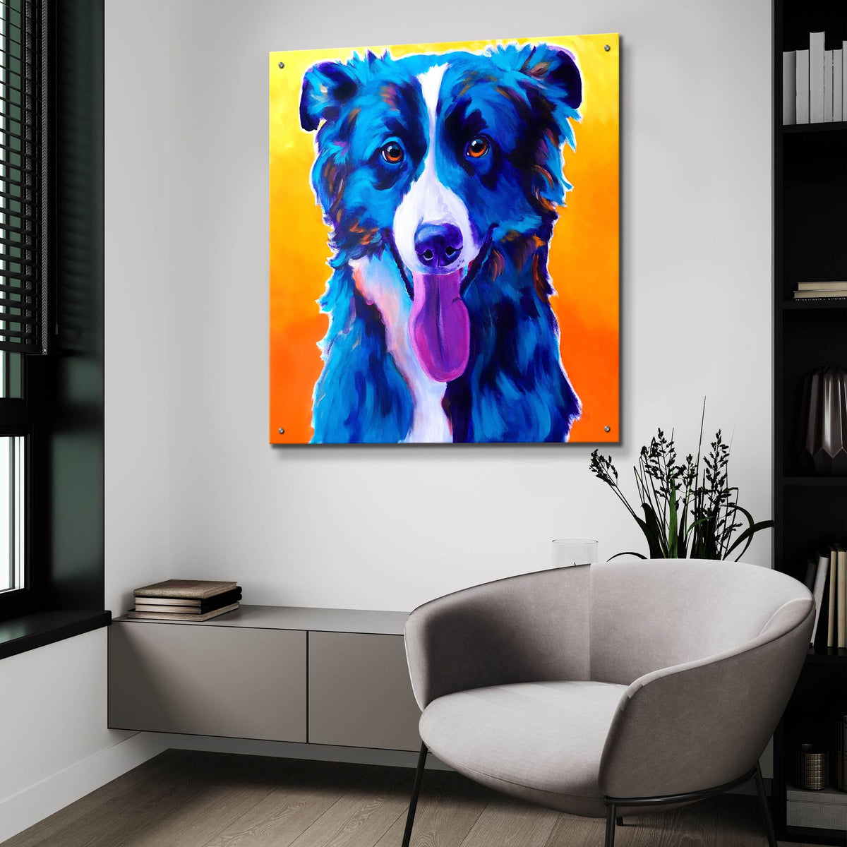 Epic Art 'Border Collie - Jinx2 by Dawg Painter, Acrylic Glass Wall Art,36x36