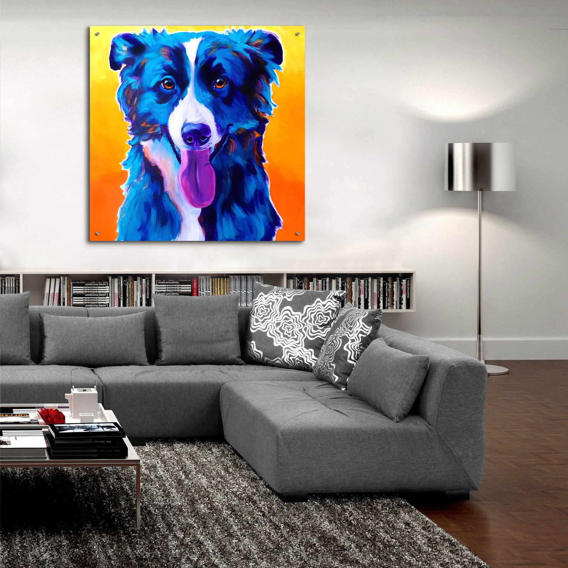 Epic Art 'Border Collie - Jinx2 by Dawg Painter, Acrylic Glass Wall Art,36x36