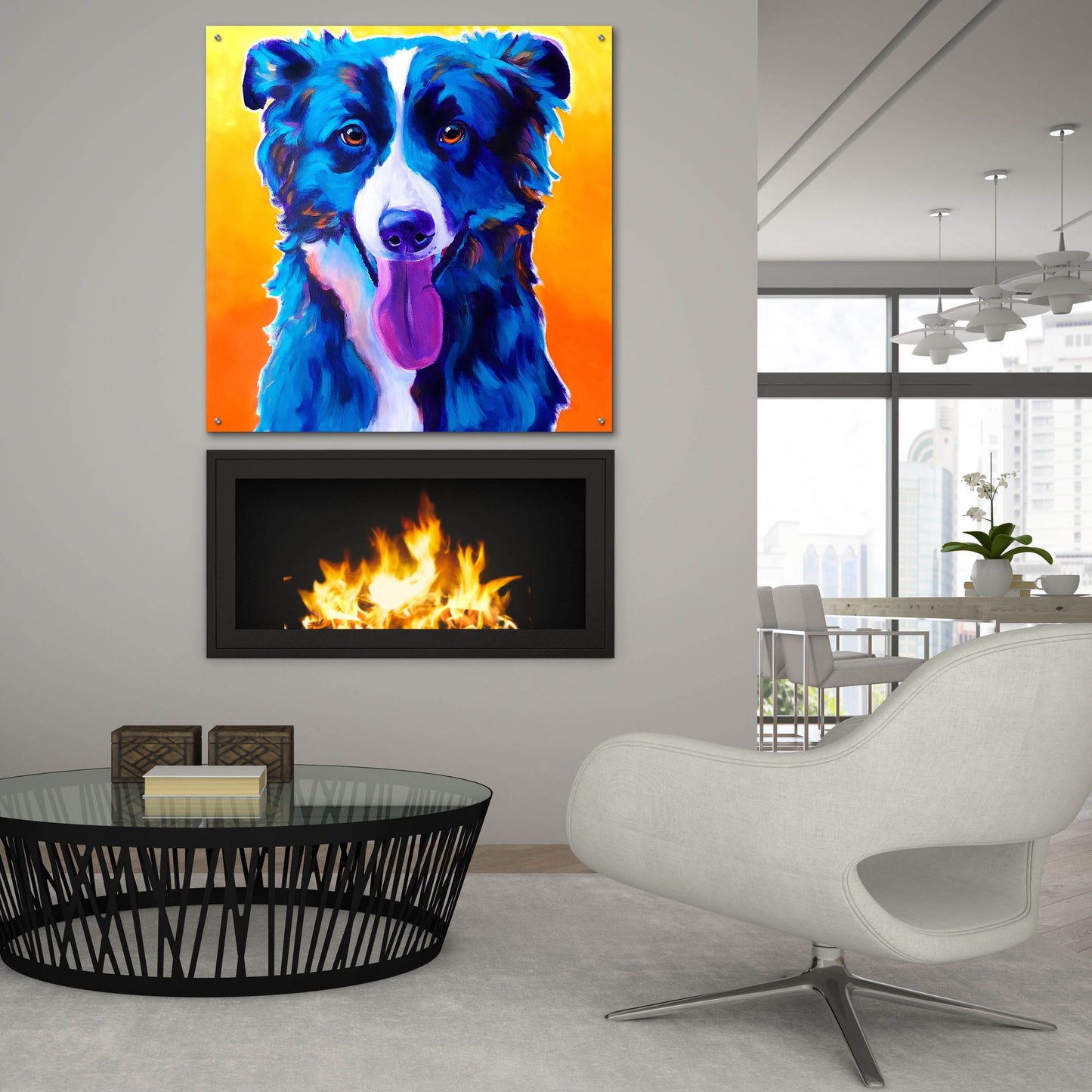 Epic Art 'Border Collie - Jinx2 by Dawg Painter, Acrylic Glass Wall Art,36x36