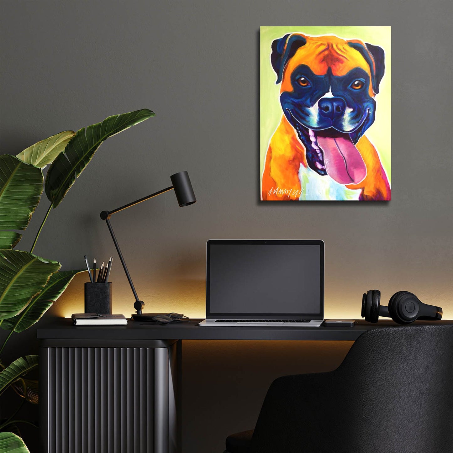 Epic Art 'Boxer - Bear2 by Dawg Painter, Acrylic Glass Wall Art,12x16