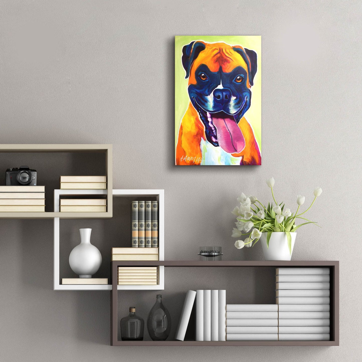 Epic Art 'Boxer - Bear2 by Dawg Painter, Acrylic Glass Wall Art,16x24