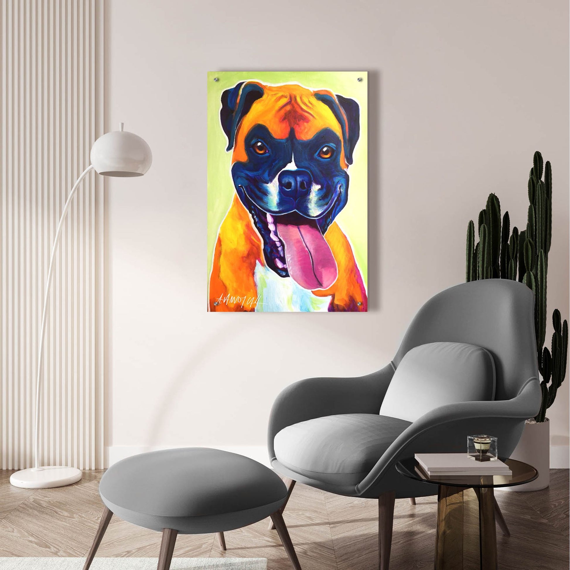 Epic Art 'Boxer - Bear2 by Dawg Painter, Acrylic Glass Wall Art,24x36