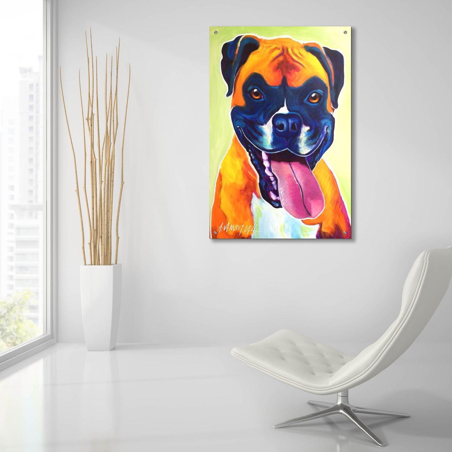 Epic Art 'Boxer - Bear2 by Dawg Painter, Acrylic Glass Wall Art,24x36