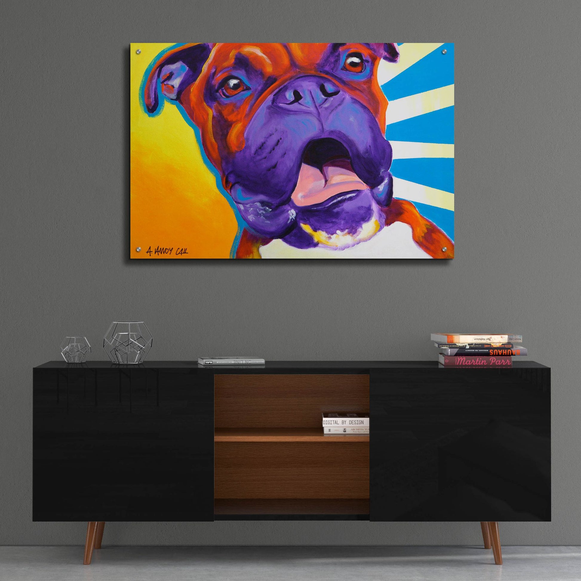 Epic Art 'Boxer - Chance2 by Dawg Painter, Acrylic Glass Wall Art,36x24