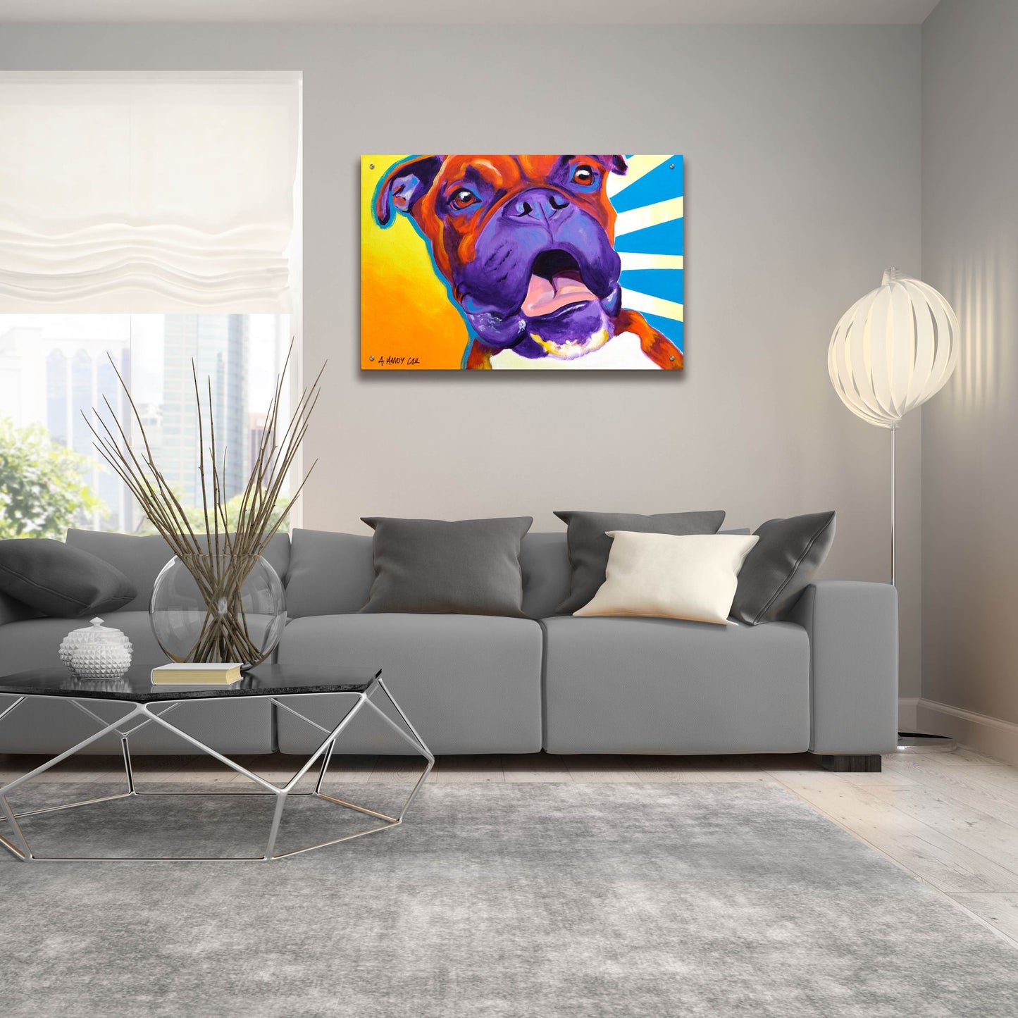 Epic Art 'Boxer - Chance2 by Dawg Painter, Acrylic Glass Wall Art,36x24