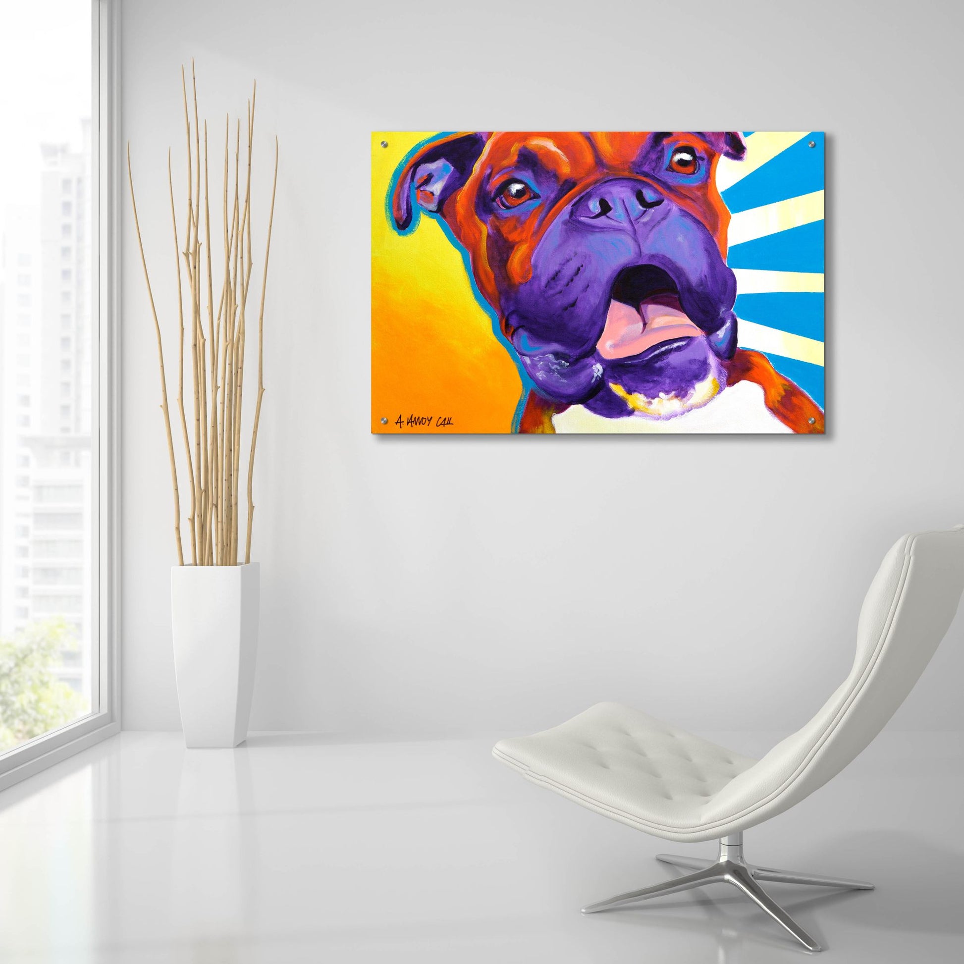 Epic Art 'Boxer - Chance2 by Dawg Painter, Acrylic Glass Wall Art,36x24