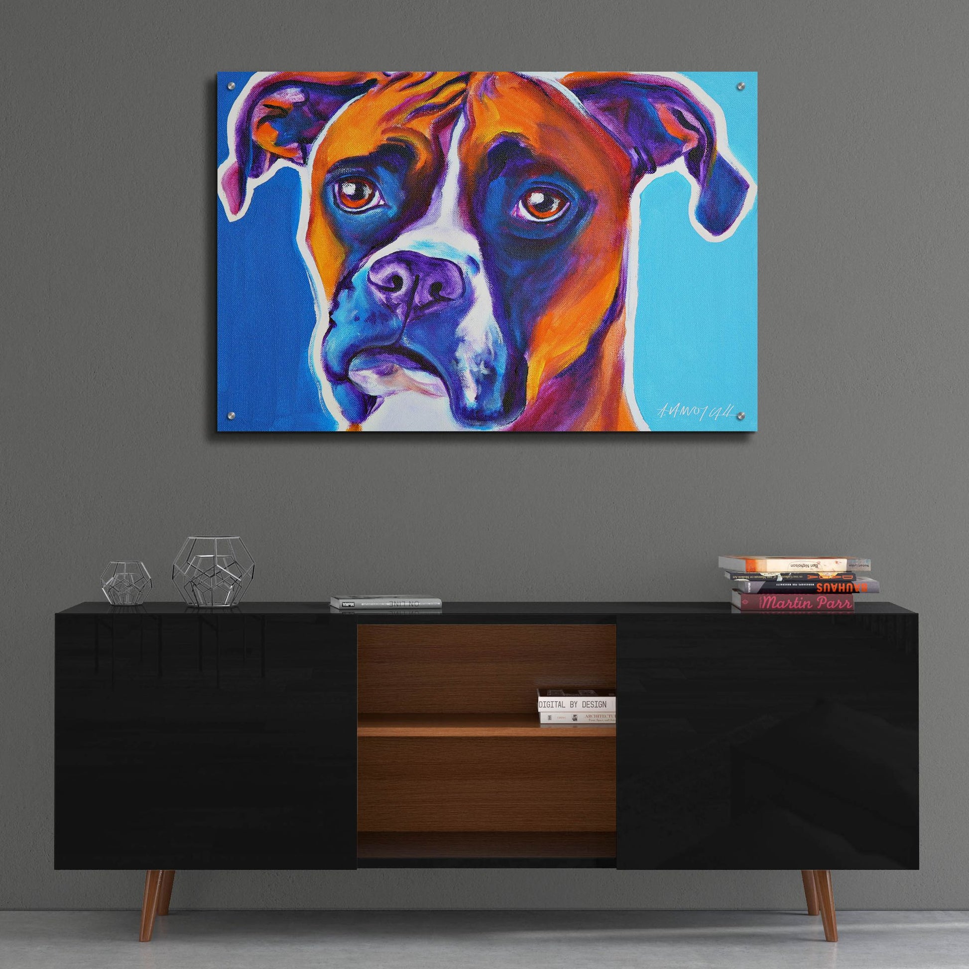 Epic Art 'Boxer - Rex2 by Dawg Painter, Acrylic Glass Wall Art,36x24