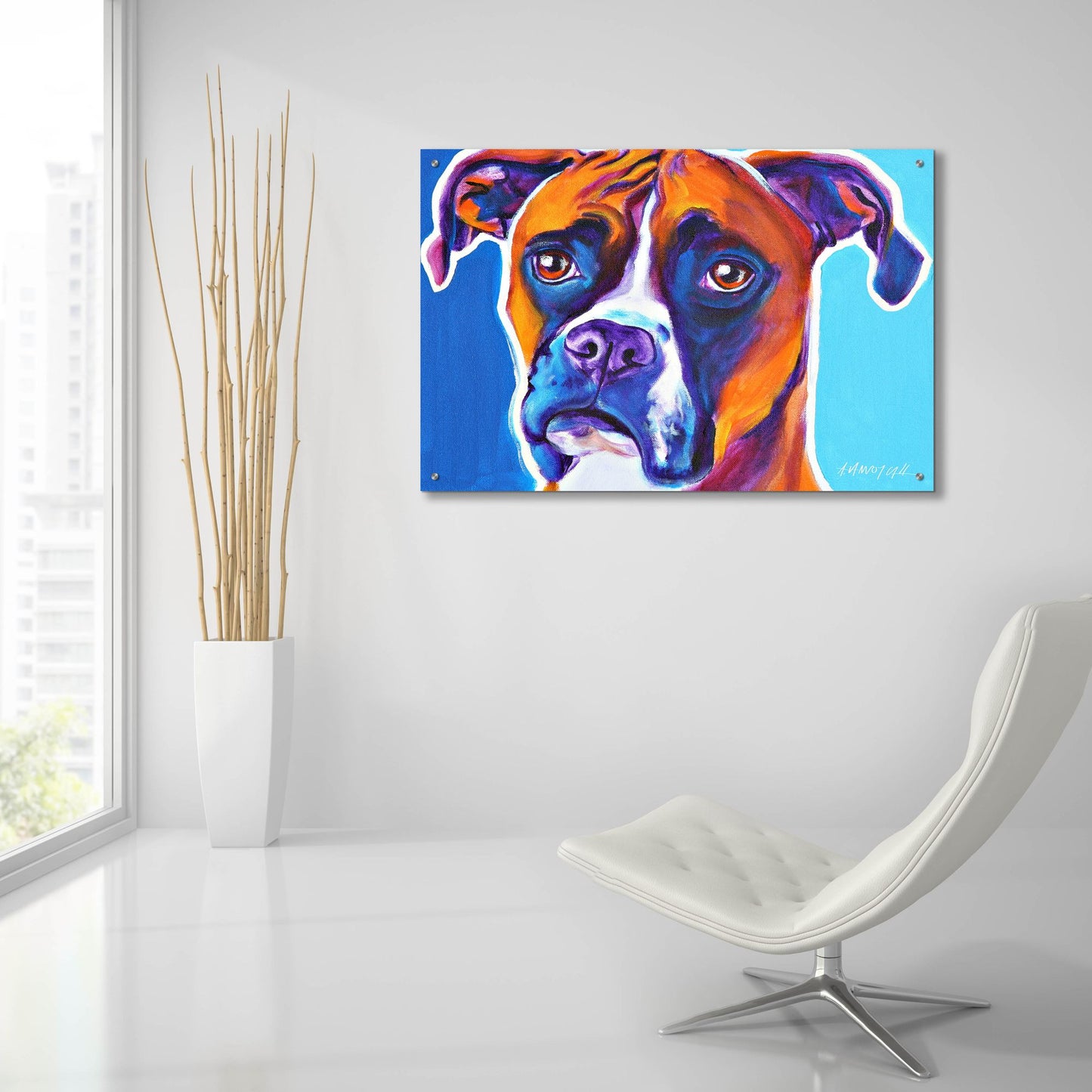 Epic Art 'Boxer - Rex2 by Dawg Painter, Acrylic Glass Wall Art,36x24
