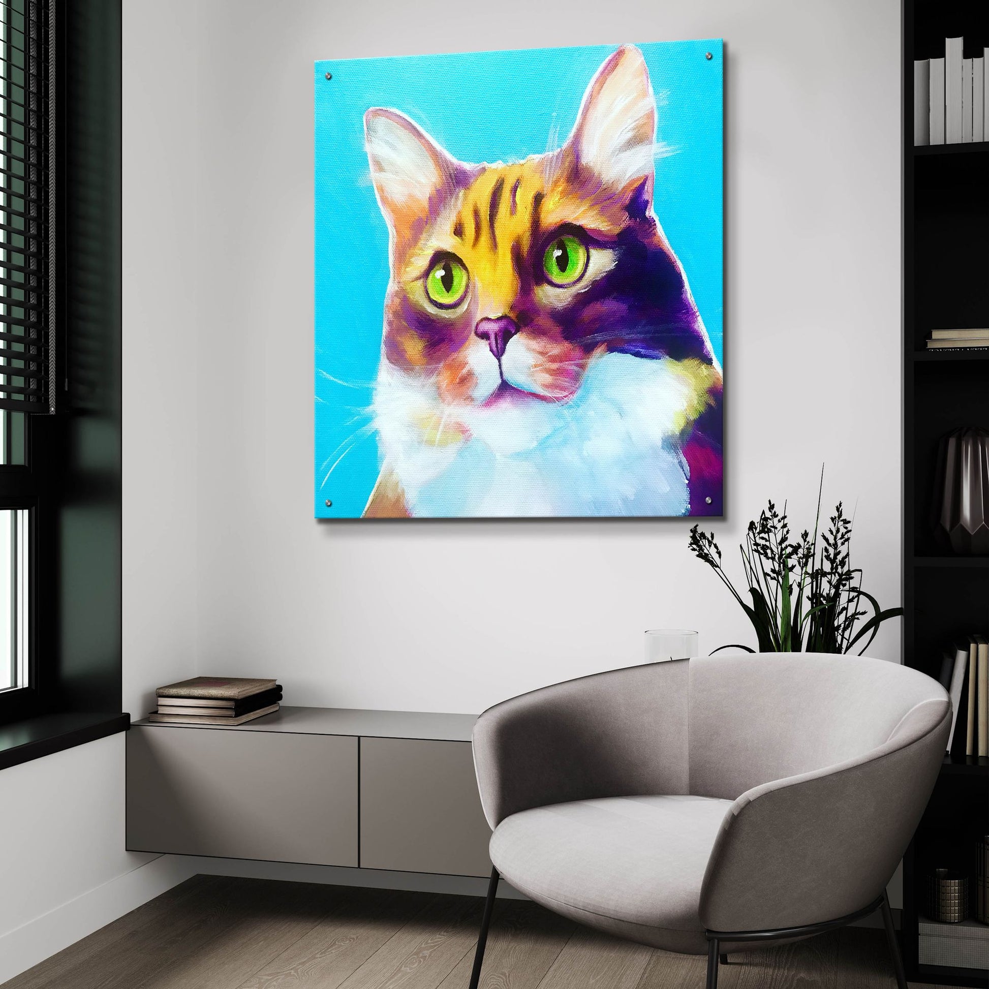 Epic Art 'Cat - Willow2 by Dawg Painter, Acrylic Glass Wall Art,36x36