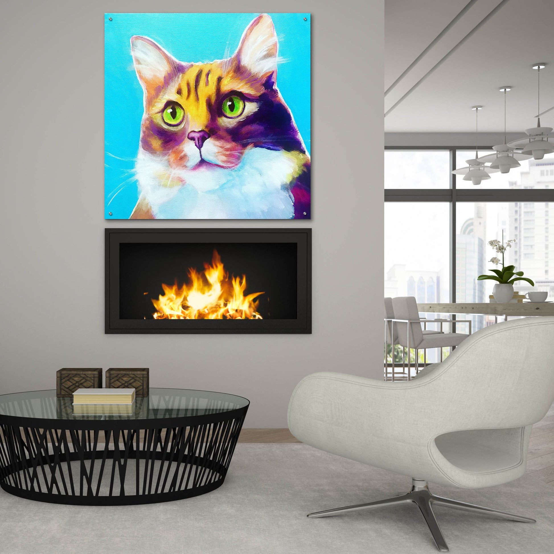 Epic Art 'Cat - Willow2 by Dawg Painter, Acrylic Glass Wall Art,36x36