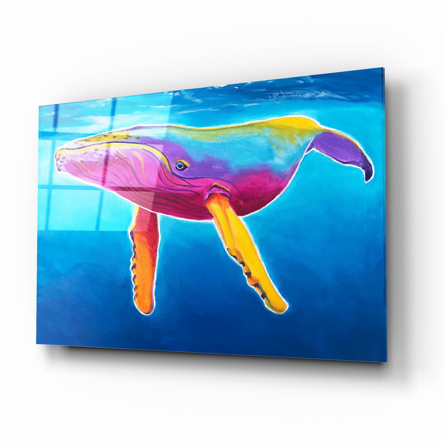 Epic Art 'Humpback Whale - Rainbow2 by Dawg Painter, Acrylic Glass Wall Art,16x12