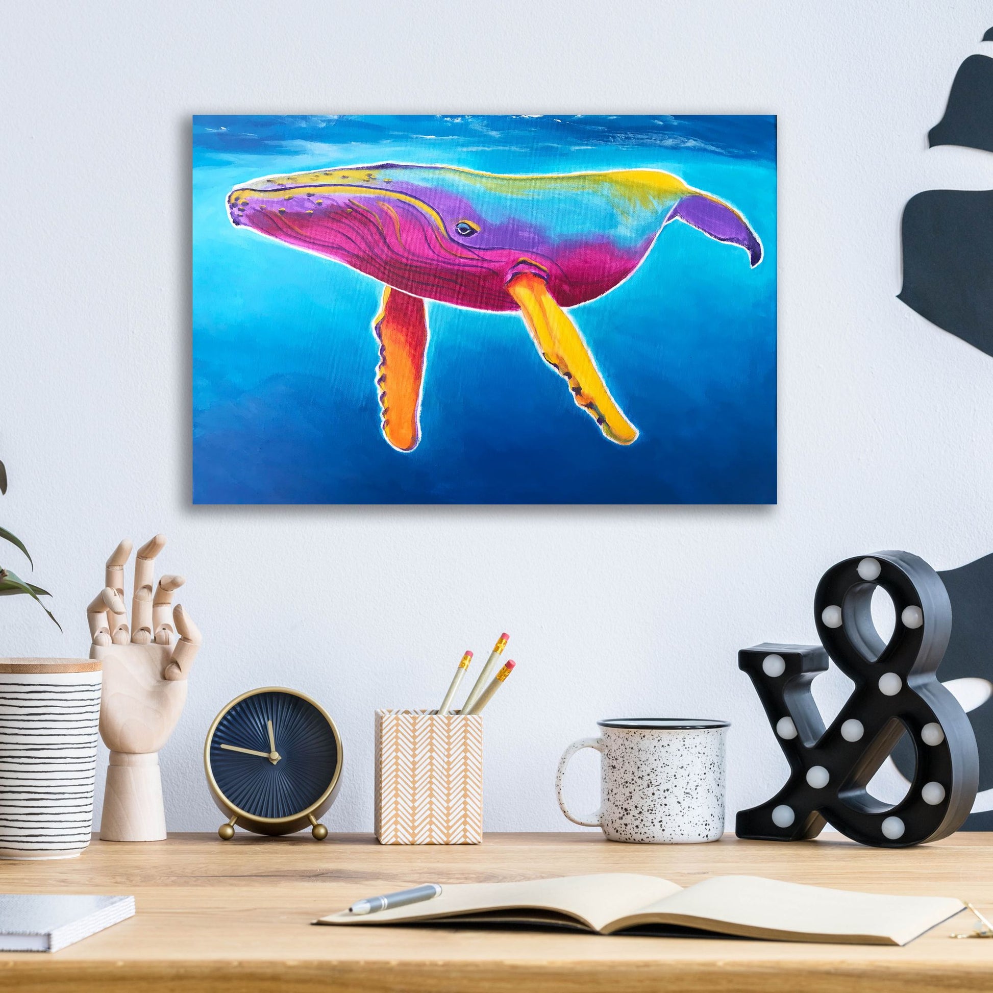 Epic Art 'Humpback Whale - Rainbow2 by Dawg Painter, Acrylic Glass Wall Art,16x12