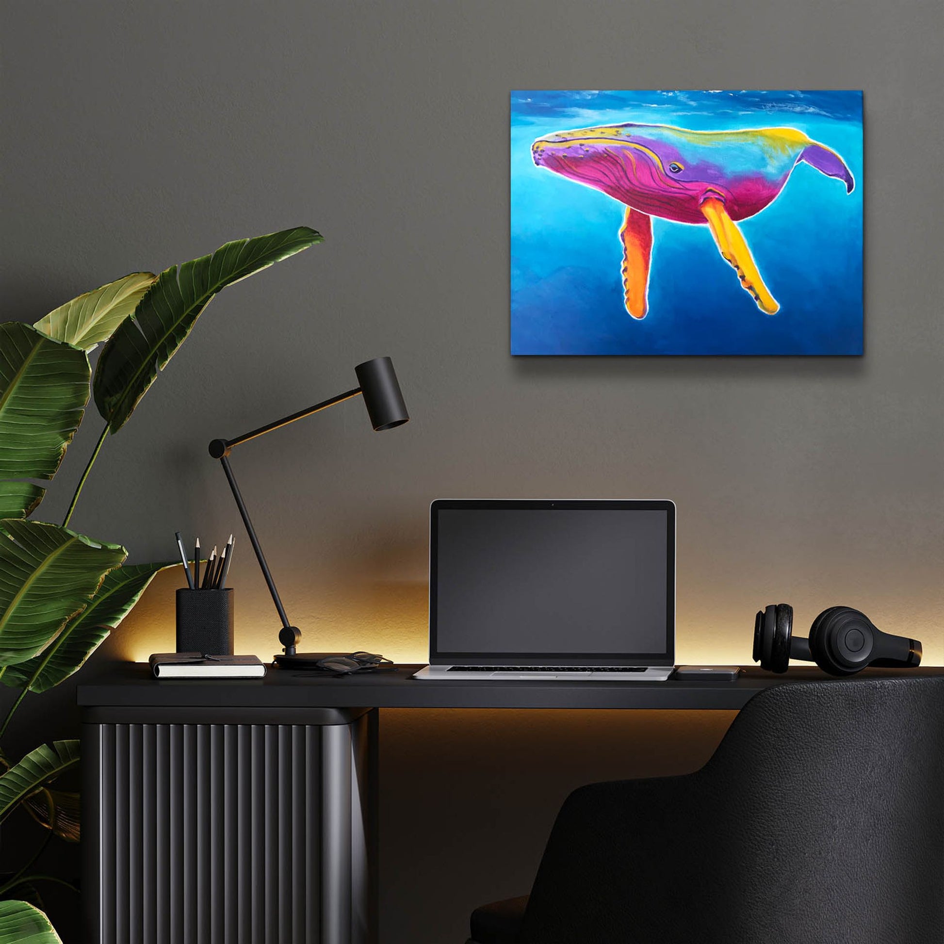 Epic Art 'Humpback Whale - Rainbow2 by Dawg Painter, Acrylic Glass Wall Art,16x12