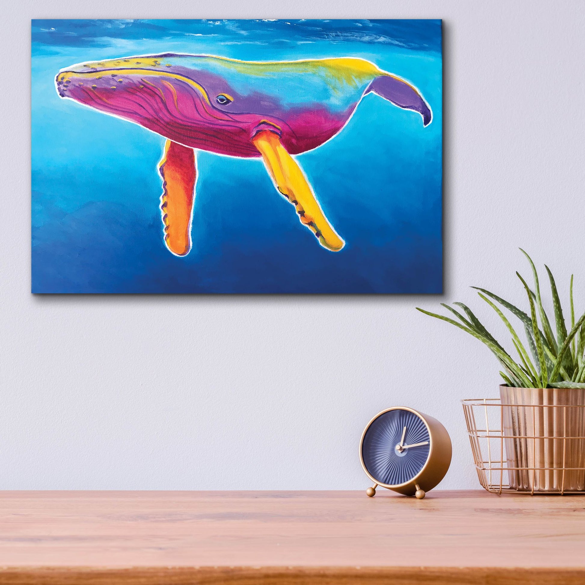 Epic Art 'Humpback Whale - Rainbow2 by Dawg Painter, Acrylic Glass Wall Art,16x12