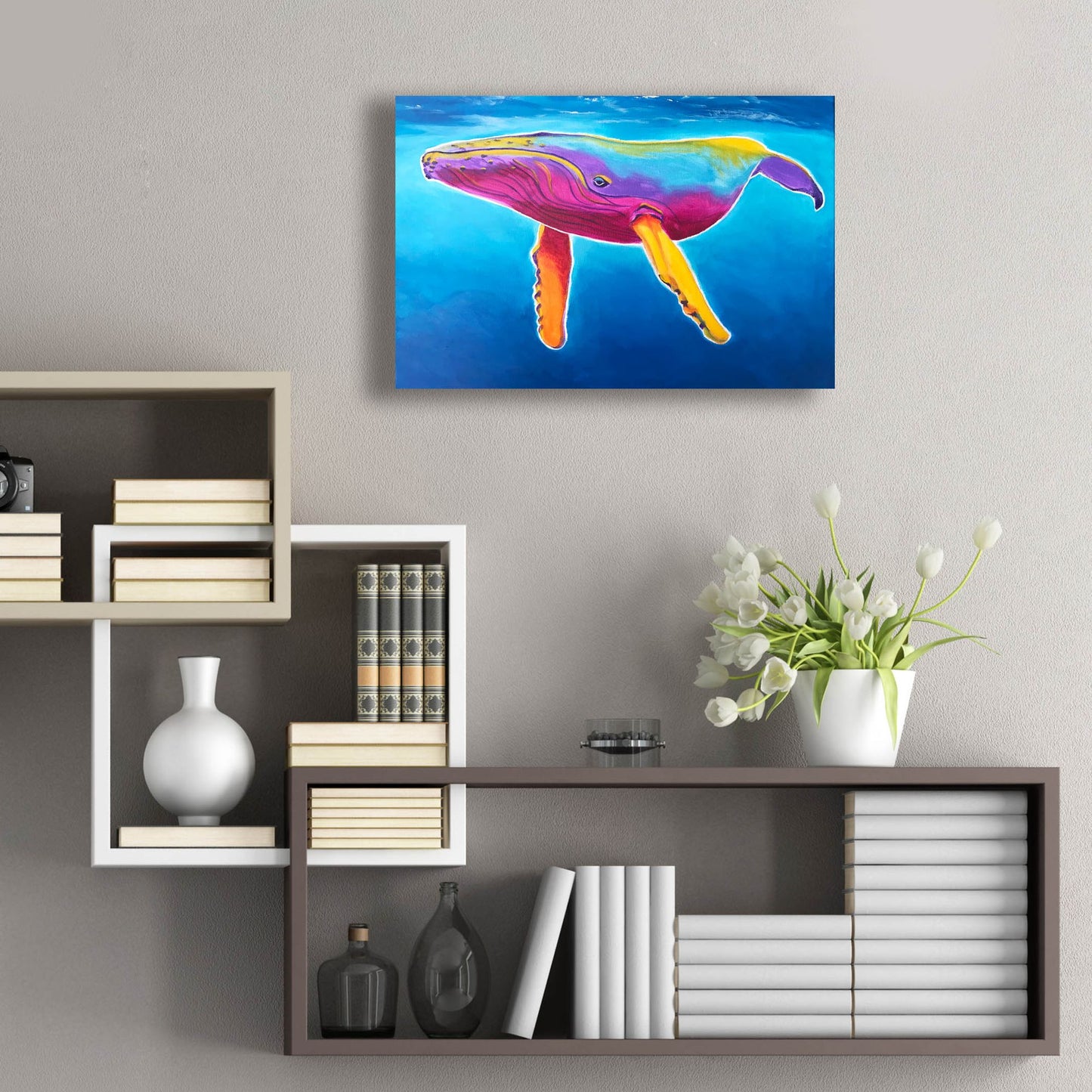 Epic Art 'Humpback Whale - Rainbow2 by Dawg Painter, Acrylic Glass Wall Art,24x16