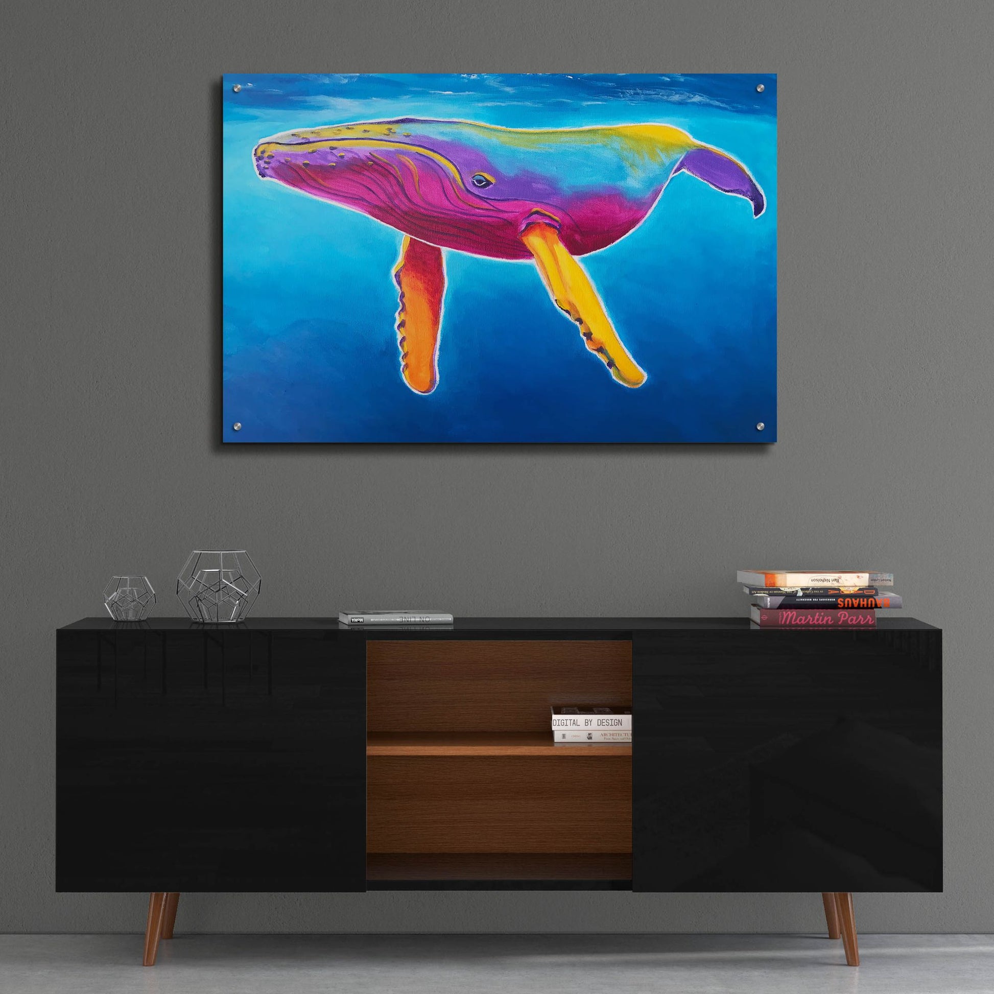 Epic Art 'Humpback Whale - Rainbow2 by Dawg Painter, Acrylic Glass Wall Art,36x24