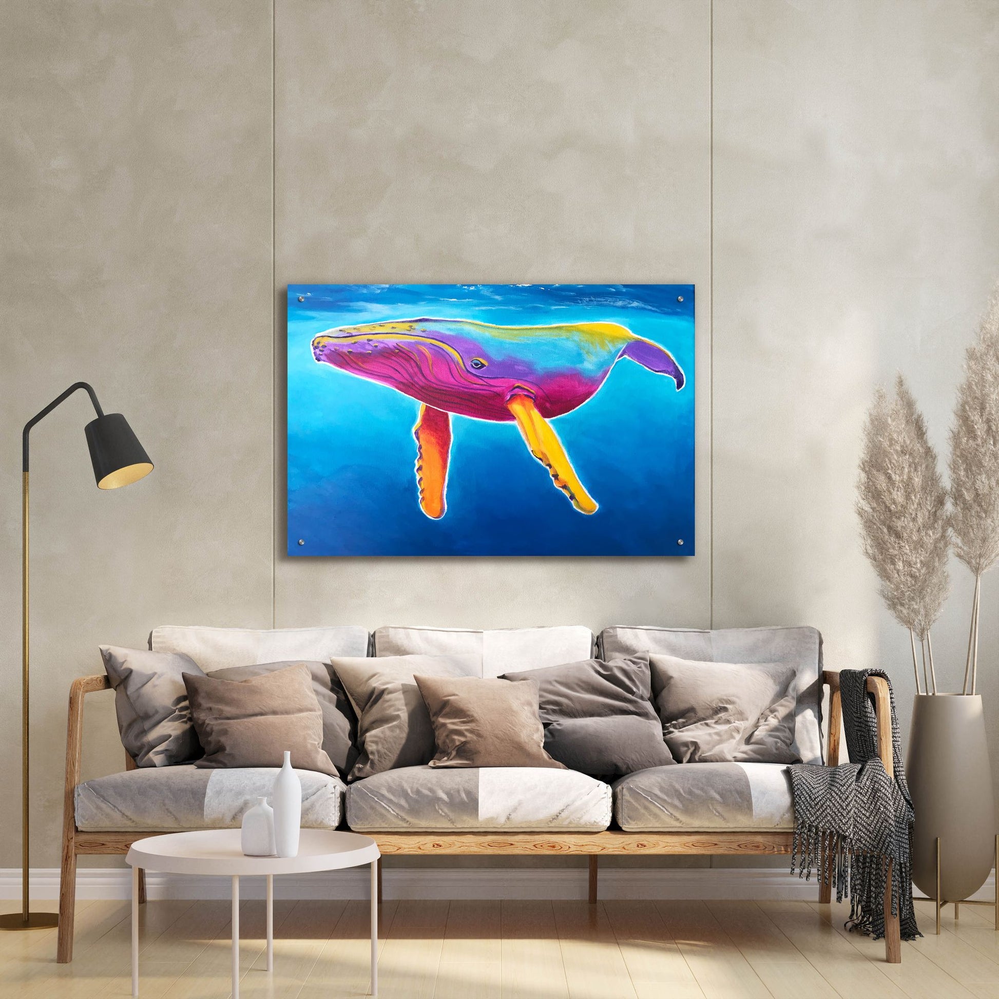 Epic Art 'Humpback Whale - Rainbow2 by Dawg Painter, Acrylic Glass Wall Art,36x24
