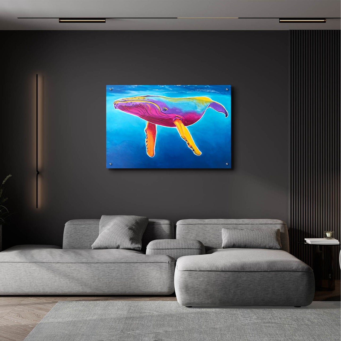 Epic Art 'Humpback Whale - Rainbow2 by Dawg Painter, Acrylic Glass Wall Art,36x24