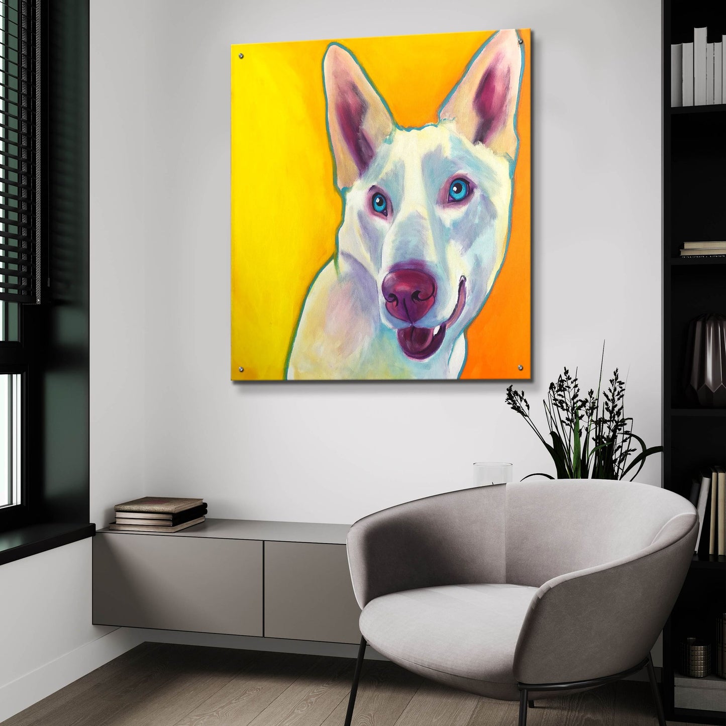 Epic Art 'Husky - Charlie2 by Dawg Painter, Acrylic Glass Wall Art,36x36