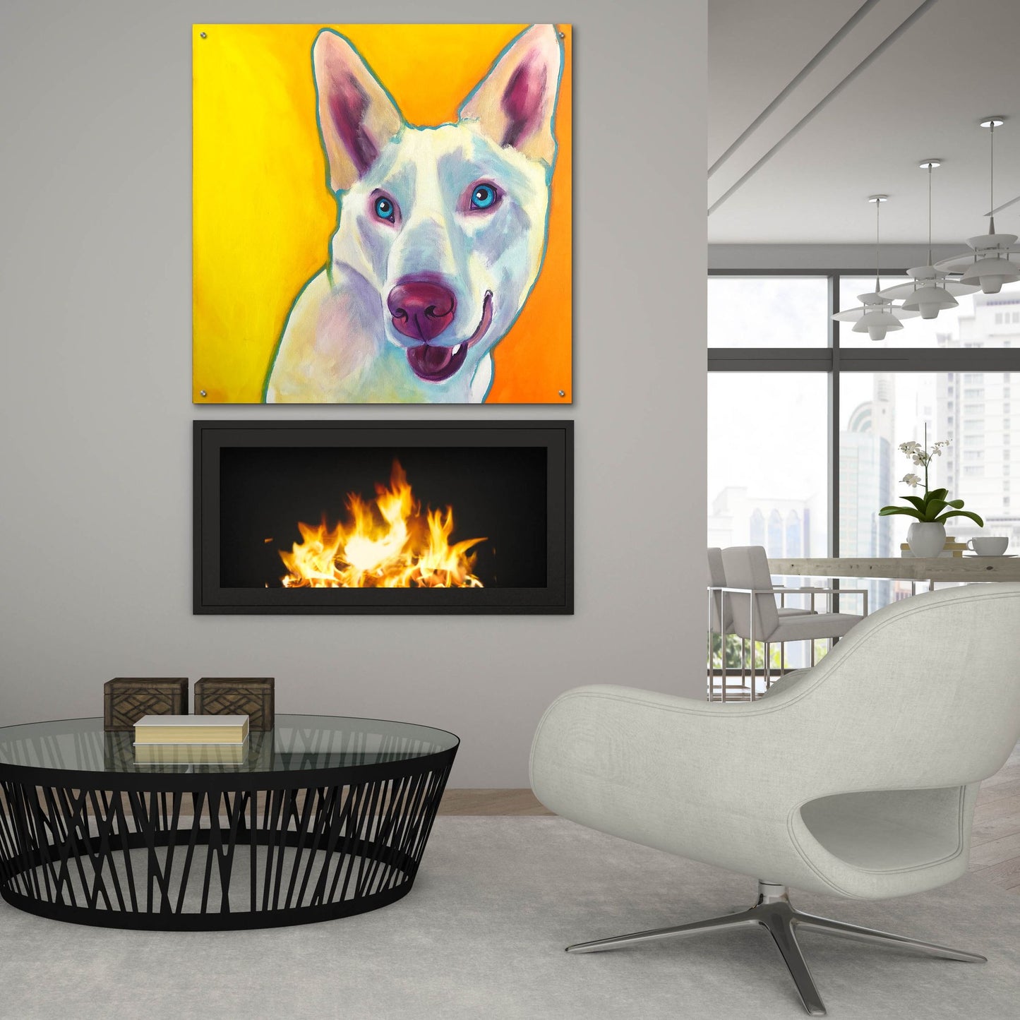 Epic Art 'Husky - Charlie2 by Dawg Painter, Acrylic Glass Wall Art,36x36