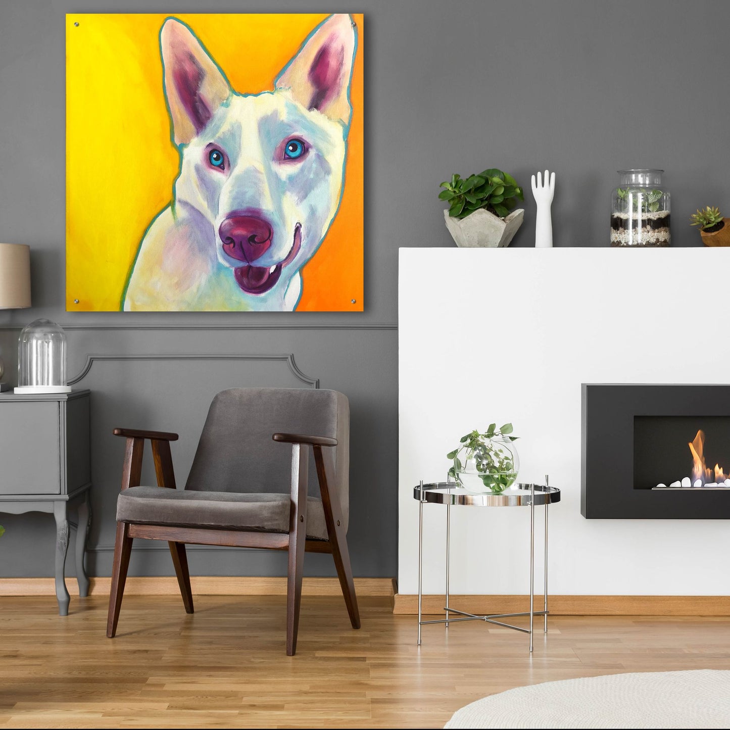 Epic Art 'Husky - Charlie2 by Dawg Painter, Acrylic Glass Wall Art,36x36