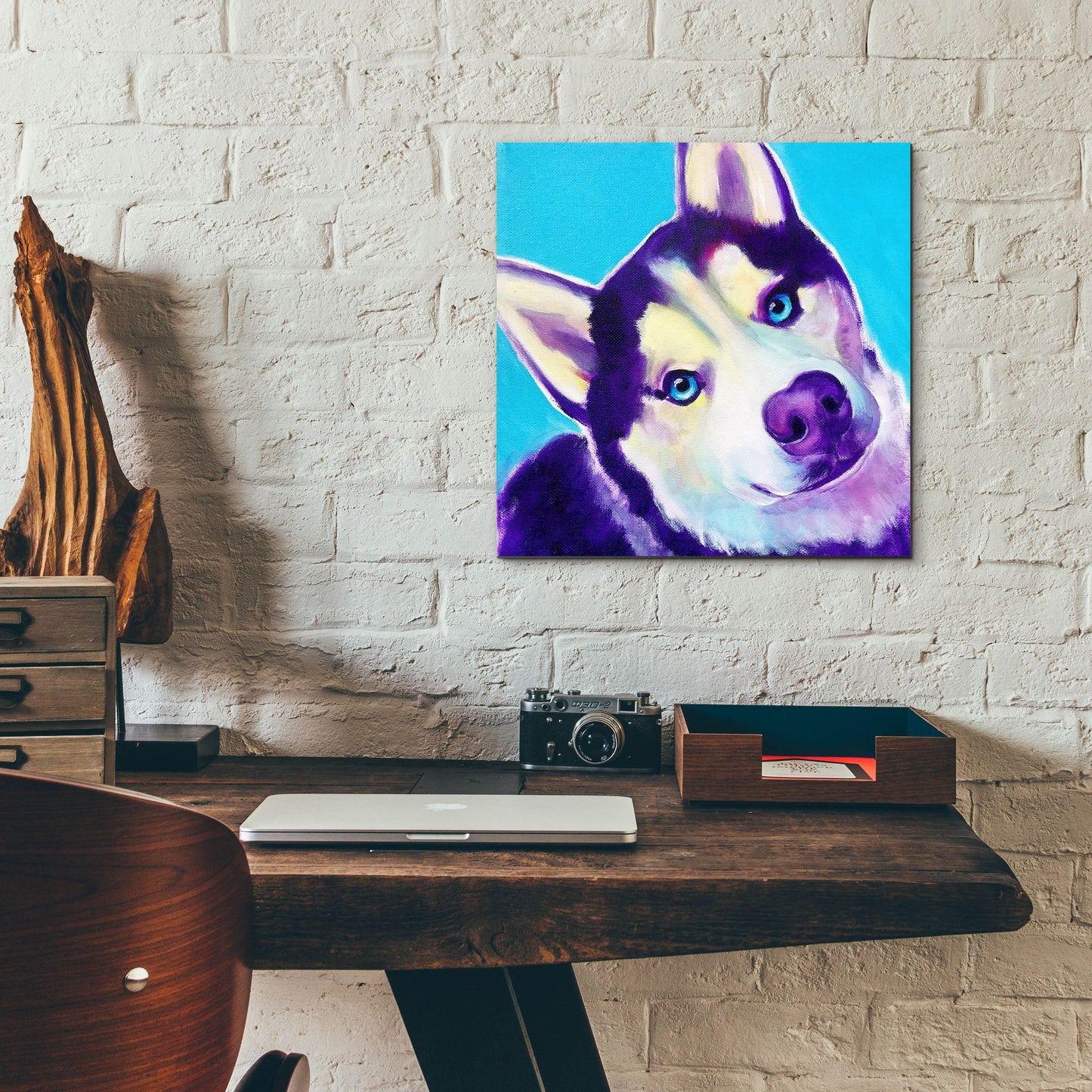 Epic Art 'Husky - Dico2 by Dawg Painter, Acrylic Glass Wall Art,12x12