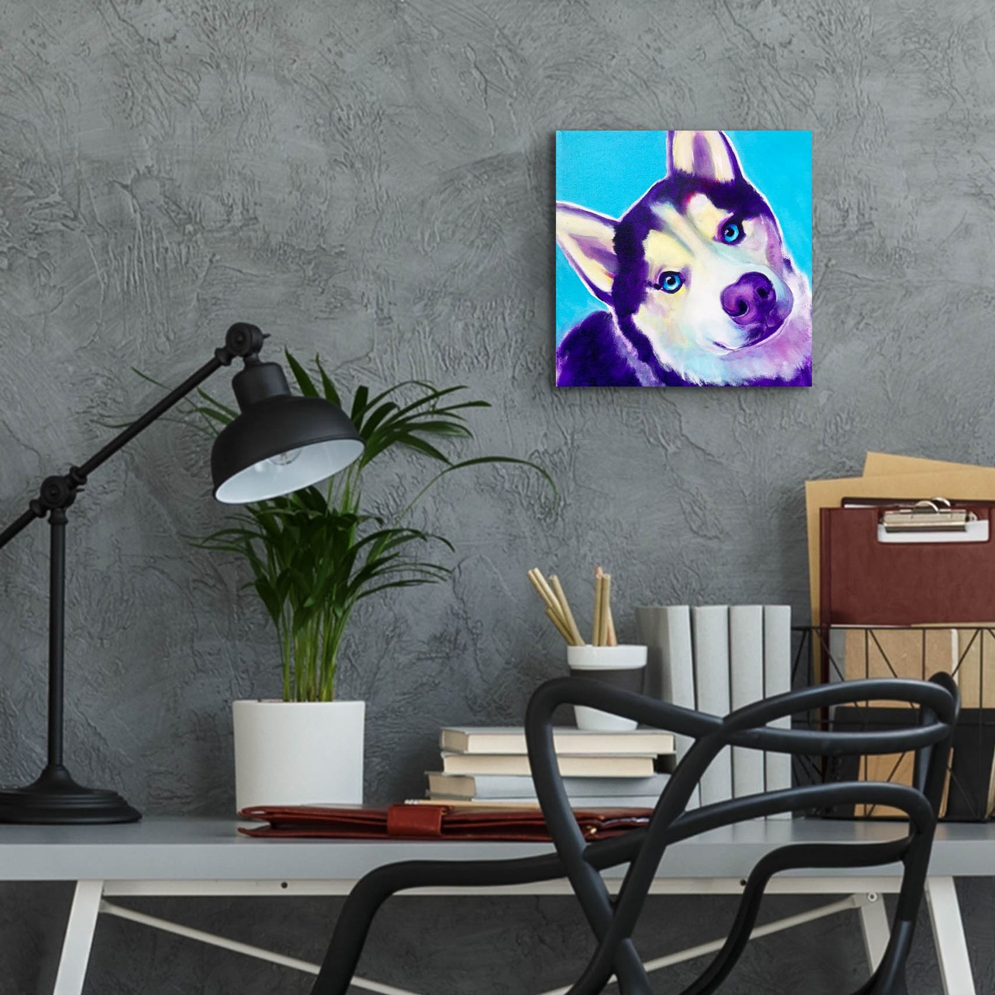 Epic Art 'Husky - Dico2 by Dawg Painter, Acrylic Glass Wall Art,12x12