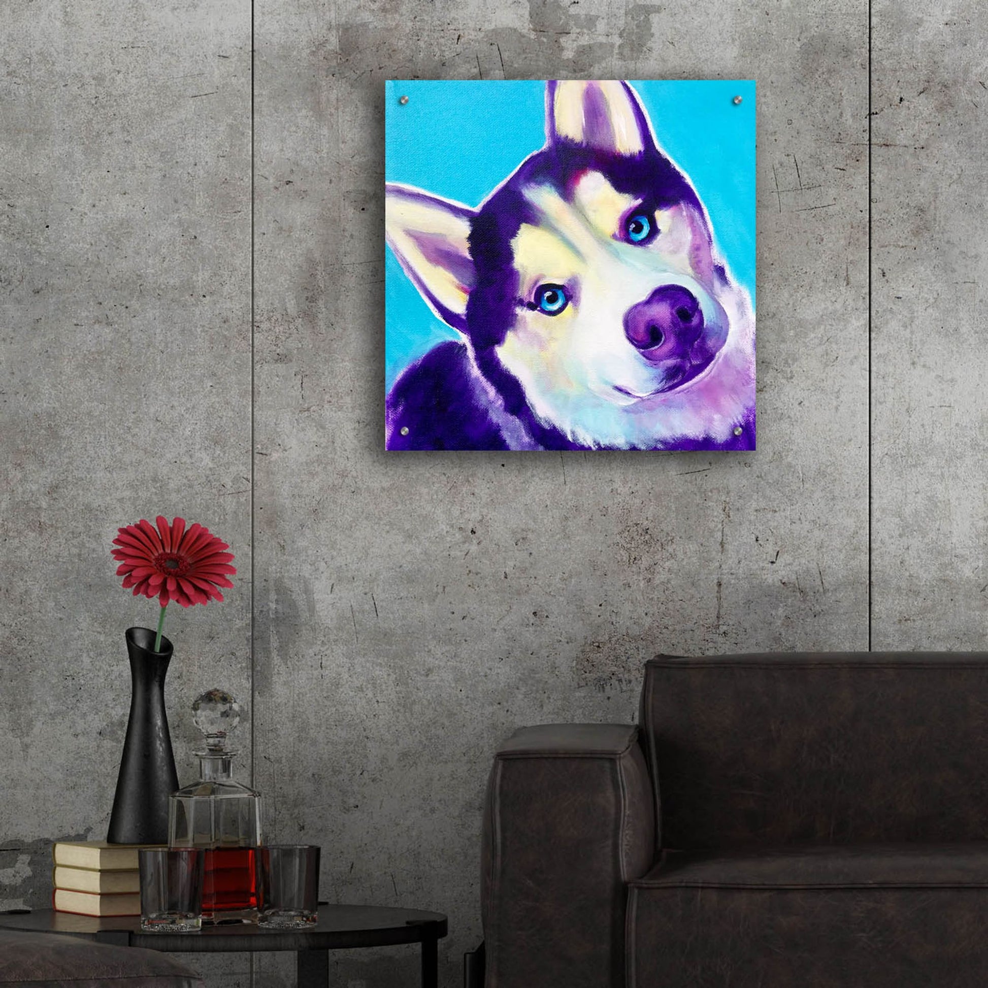 Epic Art 'Husky - Dico2 by Dawg Painter, Acrylic Glass Wall Art,24x24