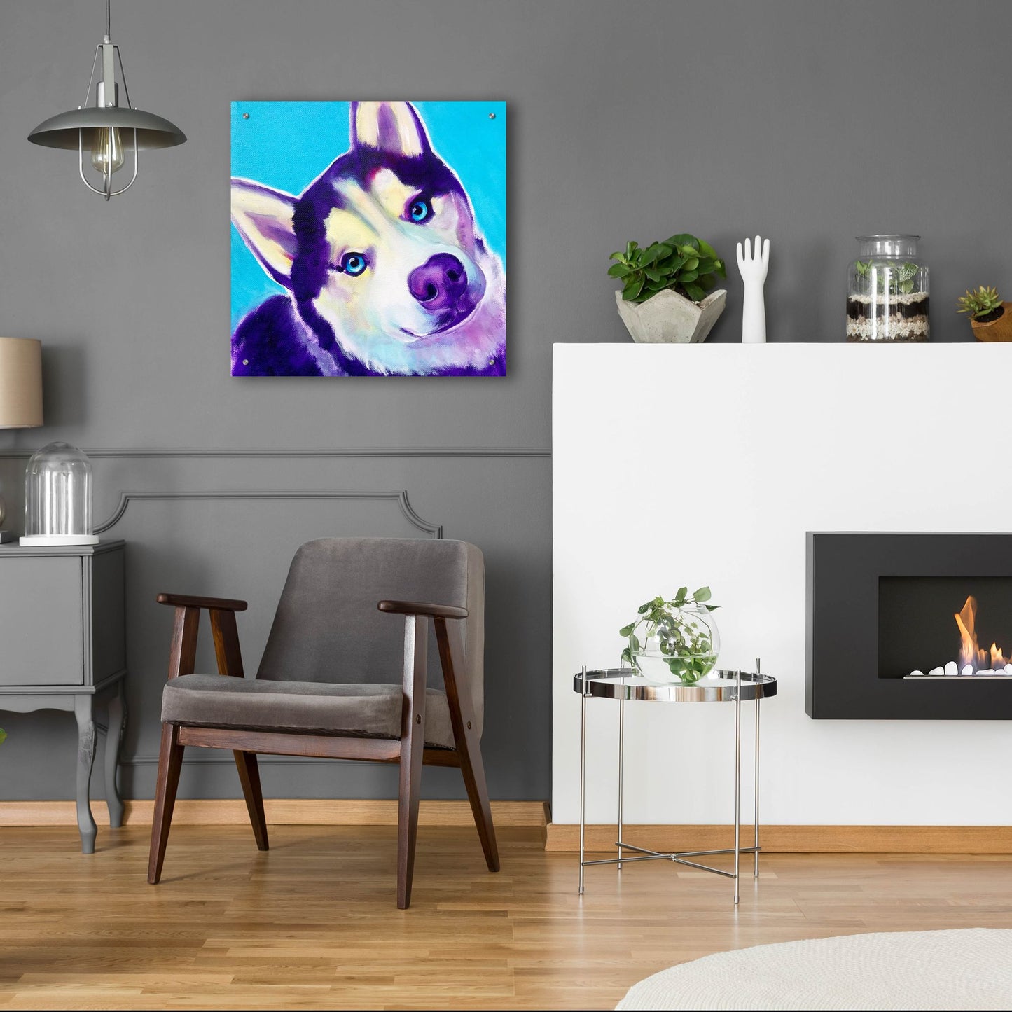 Epic Art 'Husky - Dico2 by Dawg Painter, Acrylic Glass Wall Art,24x24