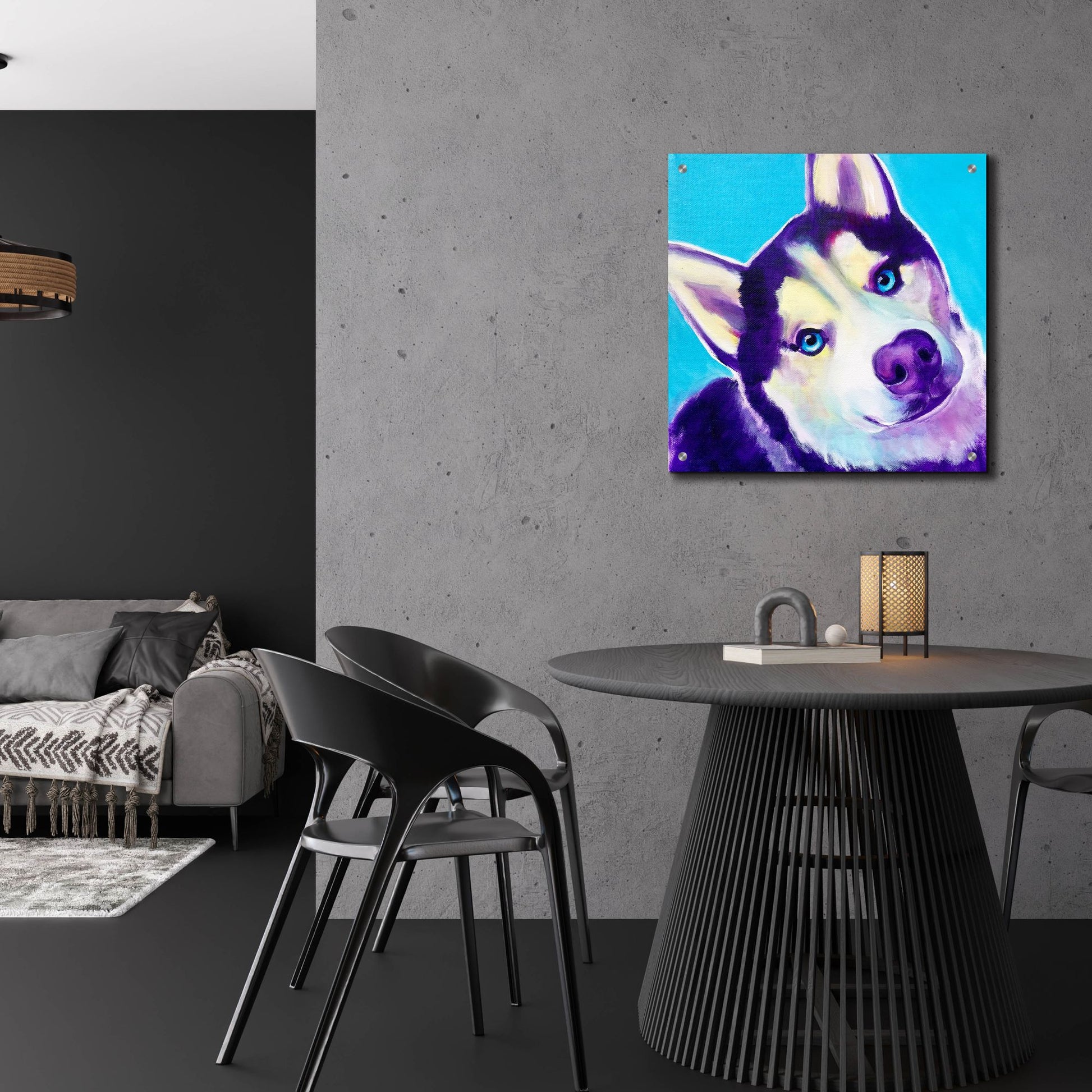 Epic Art 'Husky - Dico2 by Dawg Painter, Acrylic Glass Wall Art,24x24