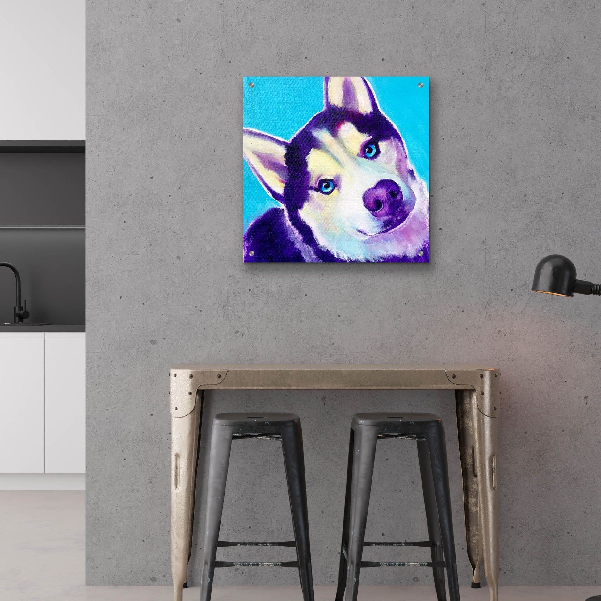 Epic Art 'Husky - Dico2 by Dawg Painter, Acrylic Glass Wall Art,24x24