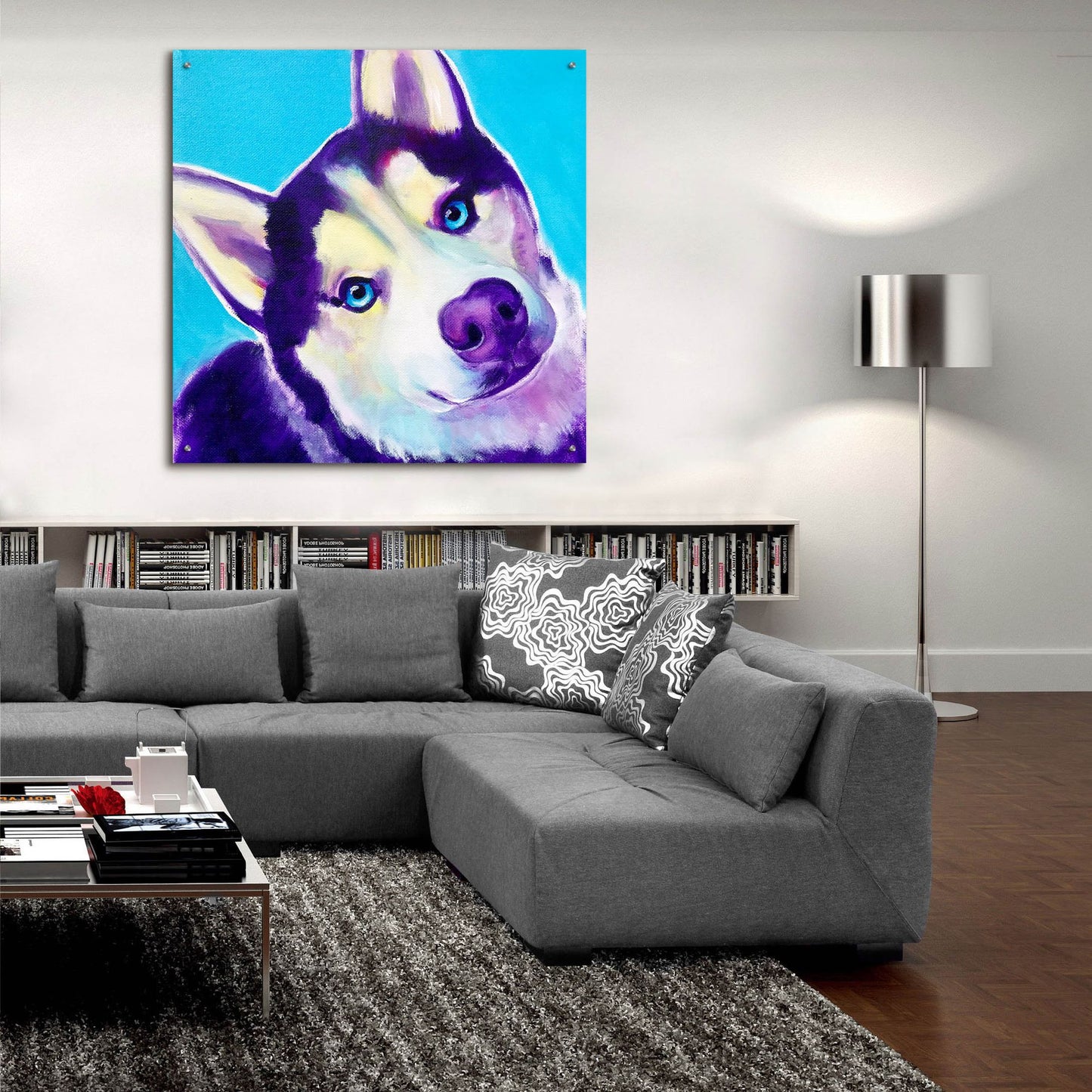 Epic Art 'Husky - Dico2 by Dawg Painter, Acrylic Glass Wall Art,36x36