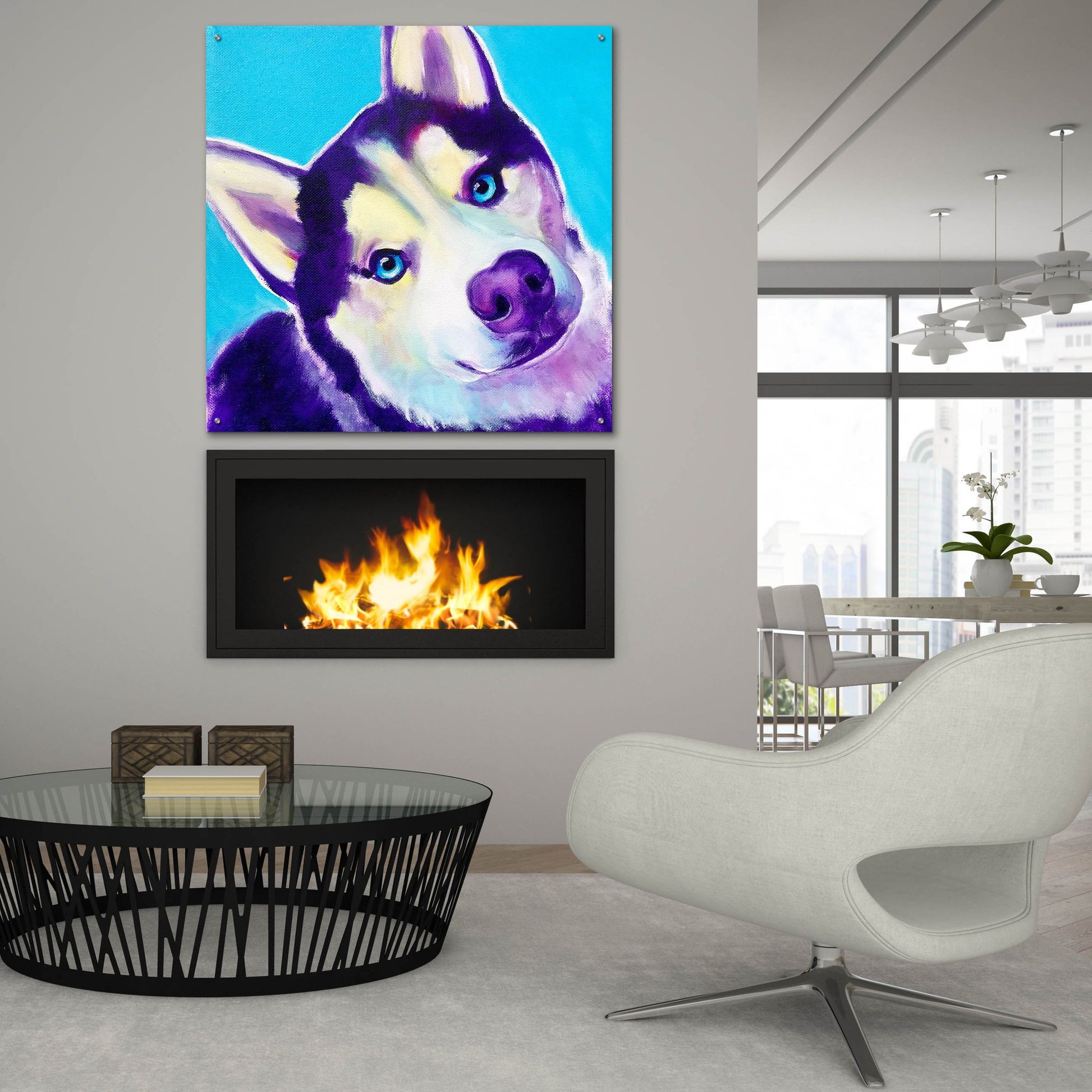 Epic Art 'Husky - Dico2 by Dawg Painter, Acrylic Glass Wall Art,36x36