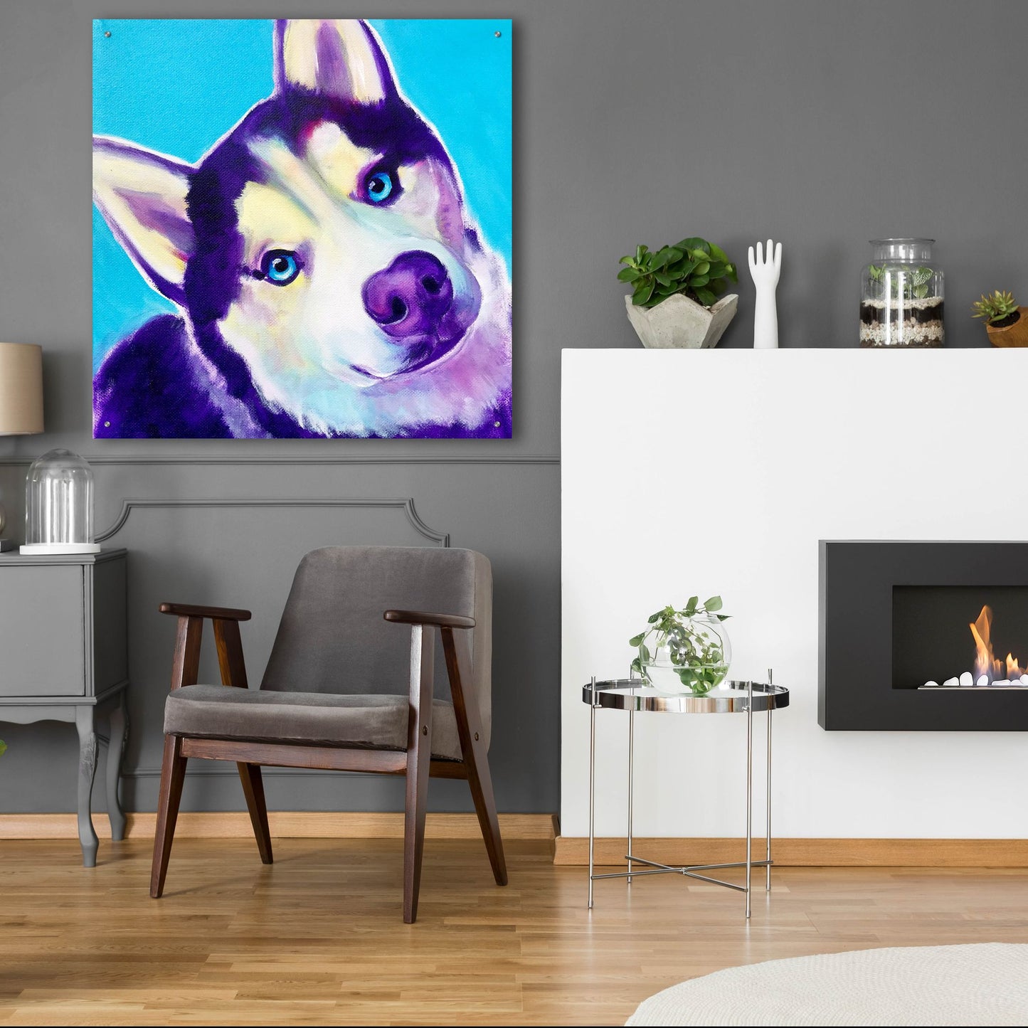 Epic Art 'Husky - Dico2 by Dawg Painter, Acrylic Glass Wall Art,36x36