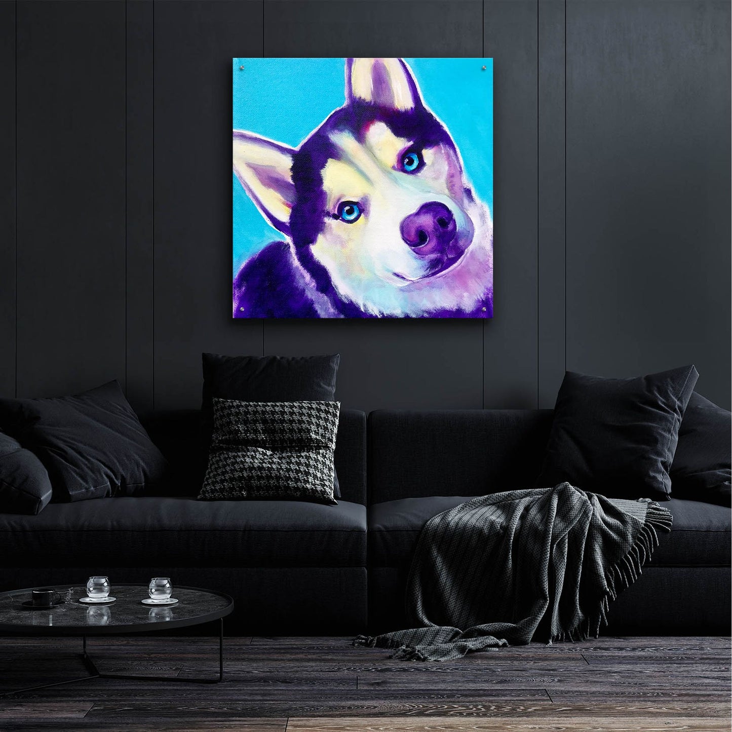 Epic Art 'Husky - Dico2 by Dawg Painter, Acrylic Glass Wall Art,36x36