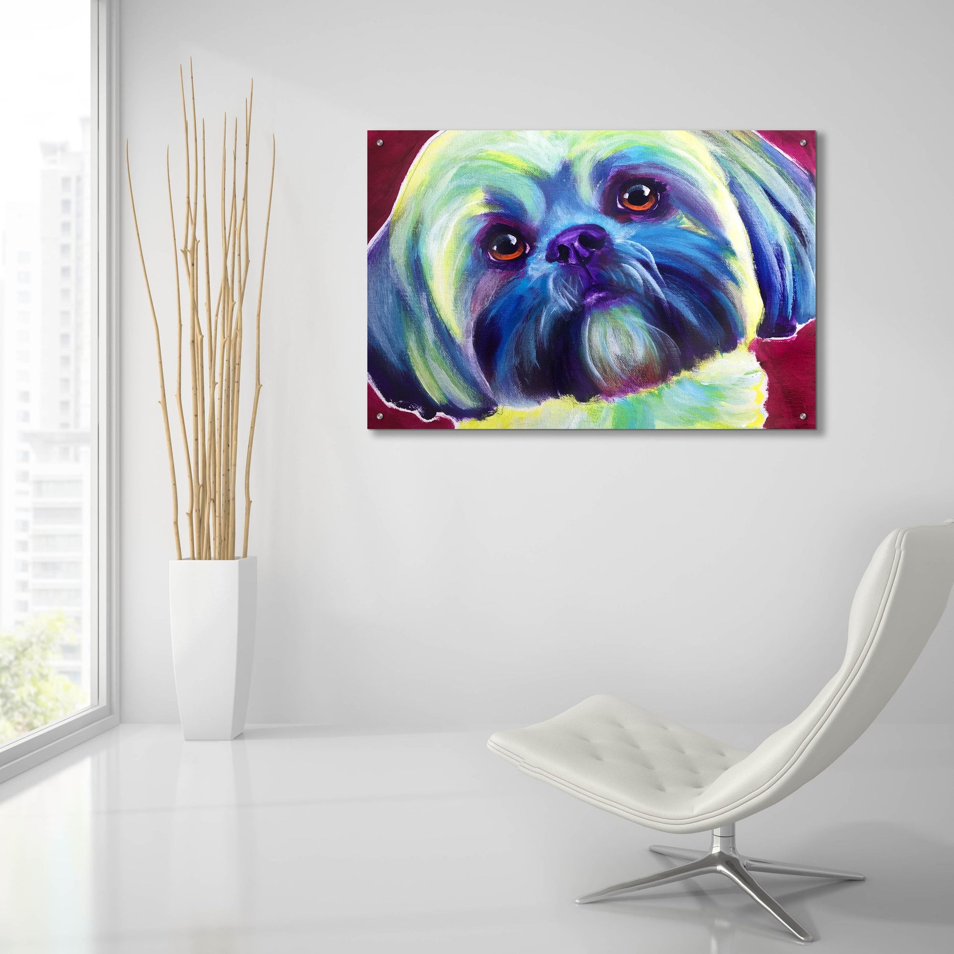 Epic Art 'Lhasa Apso - Sadie2 by Dawg Painter, Acrylic Glass Wall Art,36x24