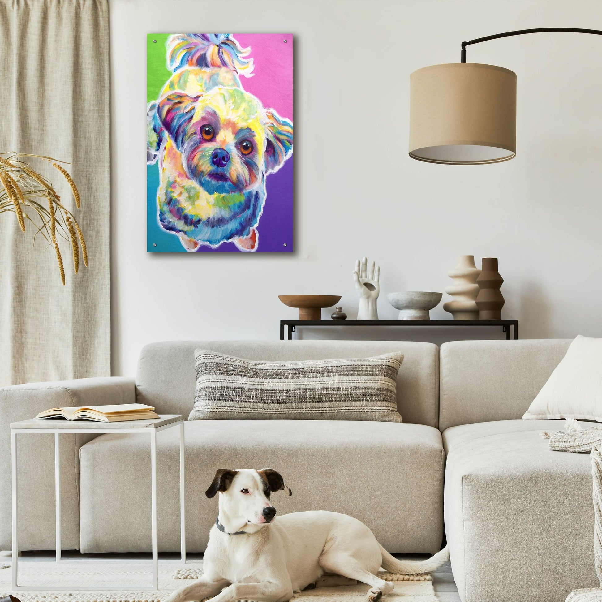 Epic Art 'Maltipoo - Ziggy2 by Dawg Painter, Acrylic Glass Wall Art,24x36