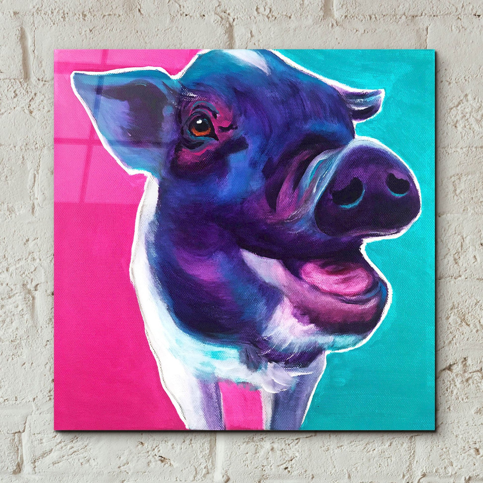 Epic Art 'Pig - Sophie2 by Dawg Painter, Acrylic Glass Wall Art,12x12