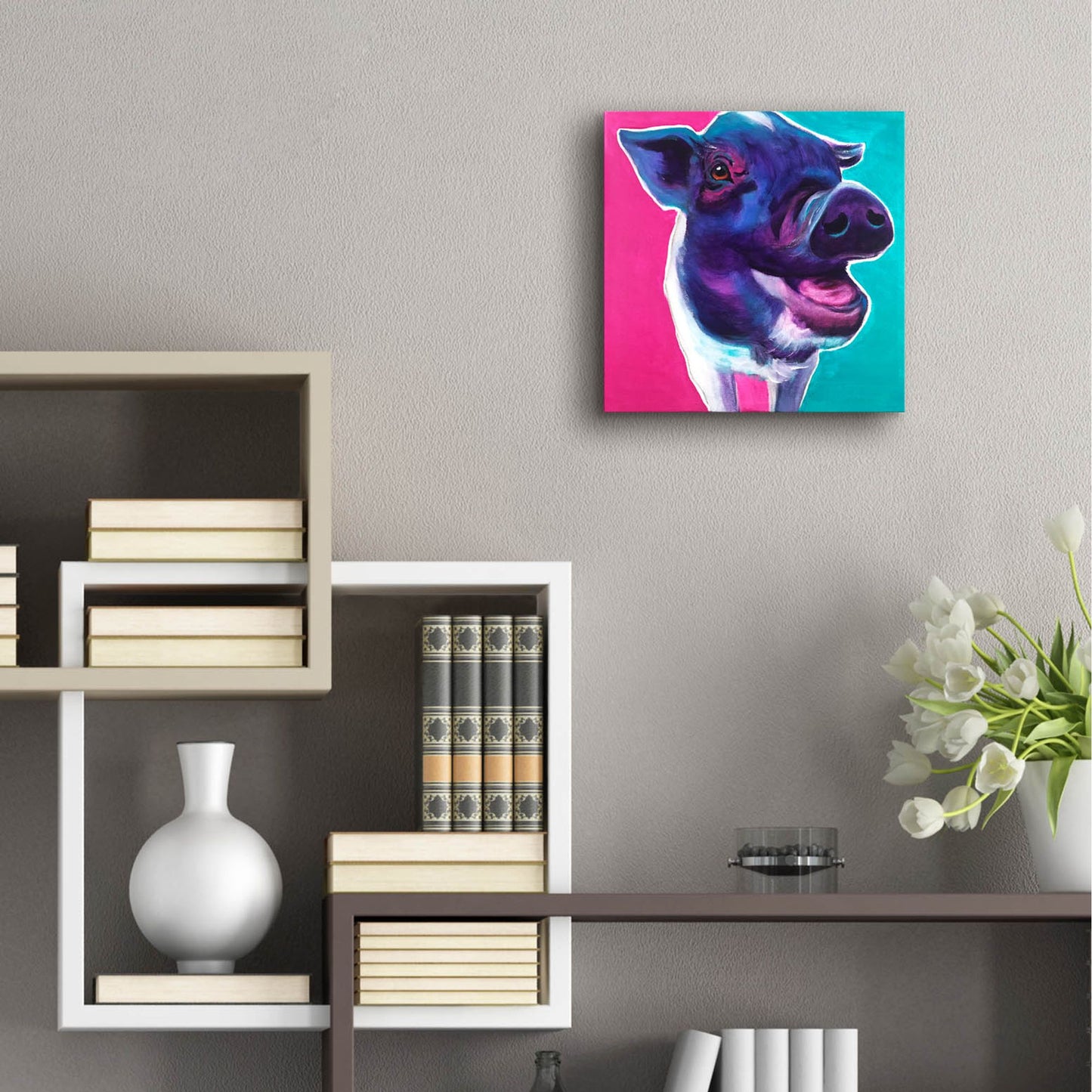 Epic Art 'Pig - Sophie2 by Dawg Painter, Acrylic Glass Wall Art,12x12