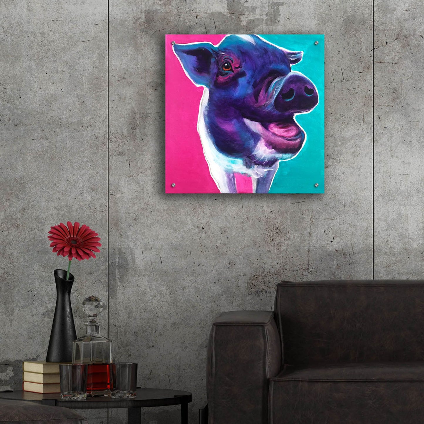 Epic Art 'Pig - Sophie2 by Dawg Painter, Acrylic Glass Wall Art,24x24