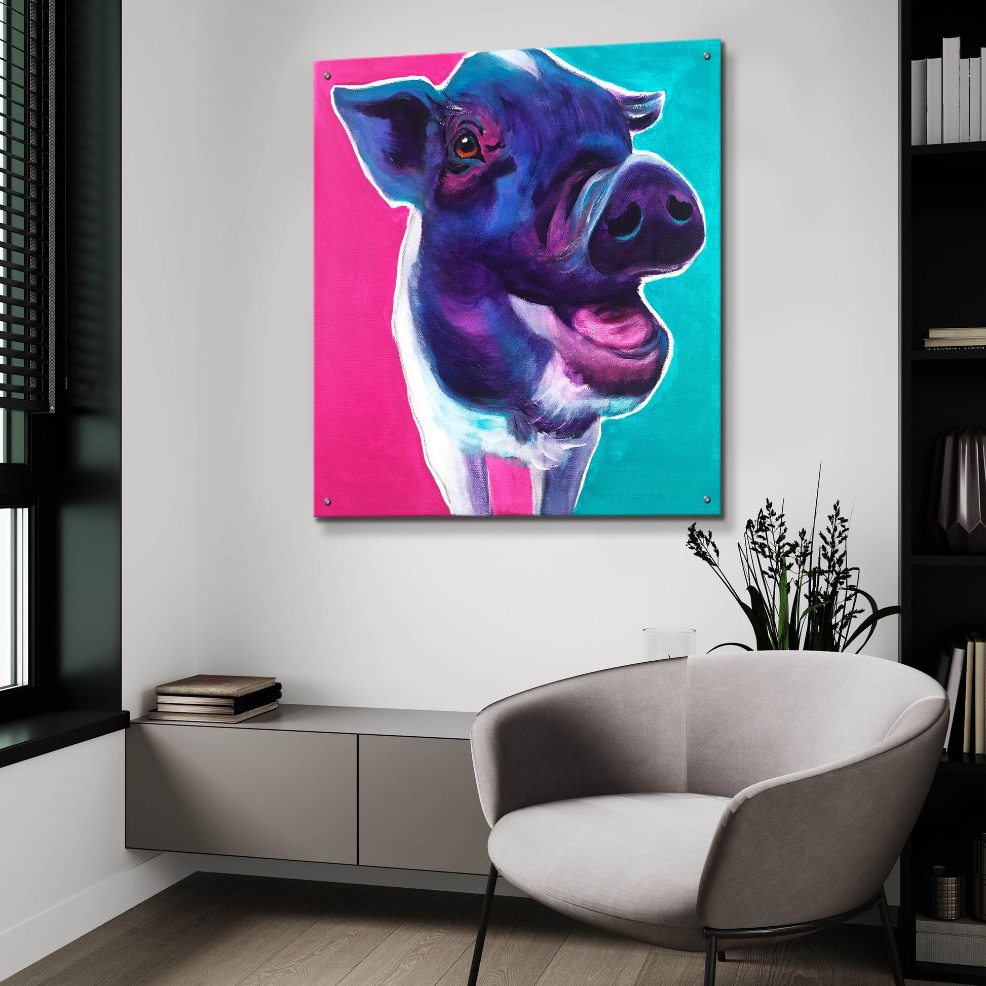 Epic Art 'Pig - Sophie2 by Dawg Painter, Acrylic Glass Wall Art,36x36