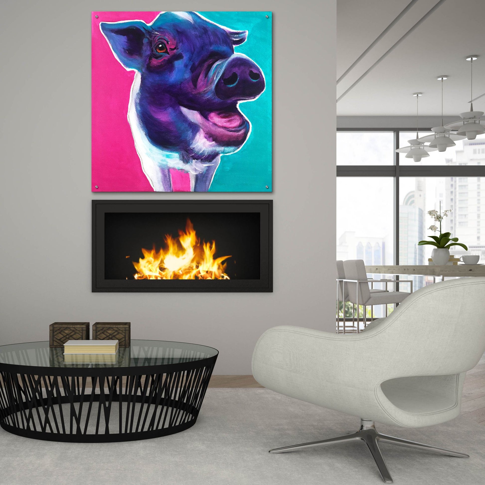 Epic Art 'Pig - Sophie2 by Dawg Painter, Acrylic Glass Wall Art,36x36