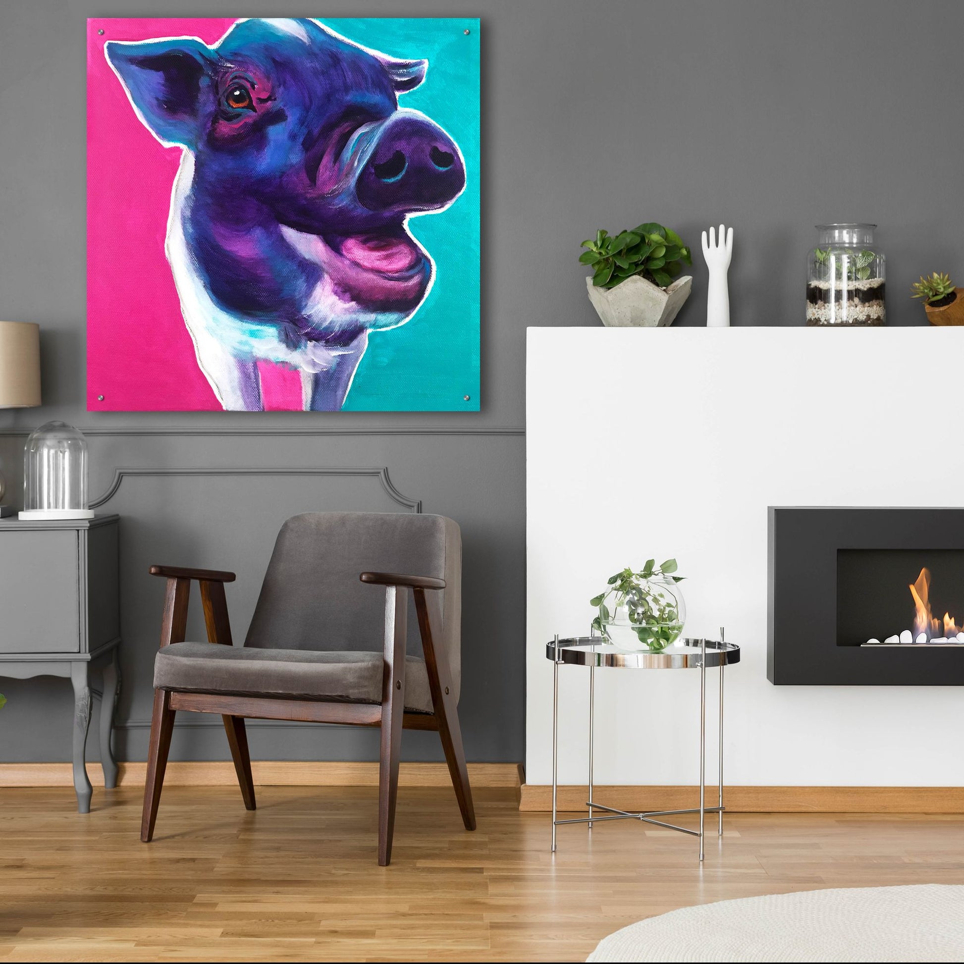 Epic Art 'Pig - Sophie2 by Dawg Painter, Acrylic Glass Wall Art,36x36