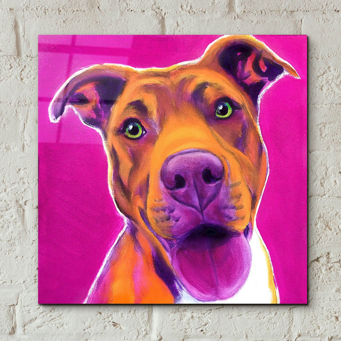 Epic Art 'Pit Bull - Bama2 by Dawg Painter, Acrylic Glass Wall Art,12x12